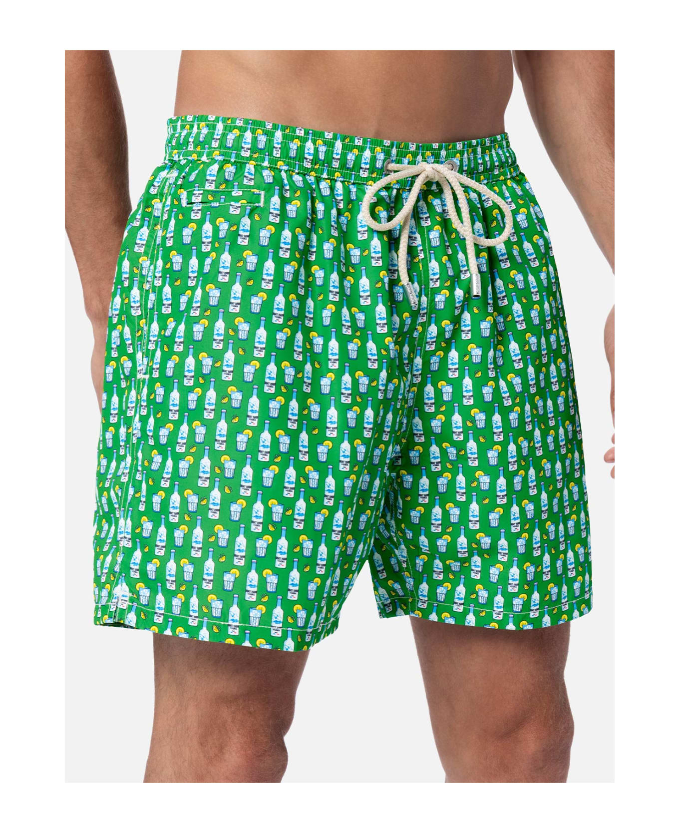 MC2 Saint Barth Man Lightweight Fabric Swim-shorts Lighting Micro Fantasy With Tequila Print - GREEN