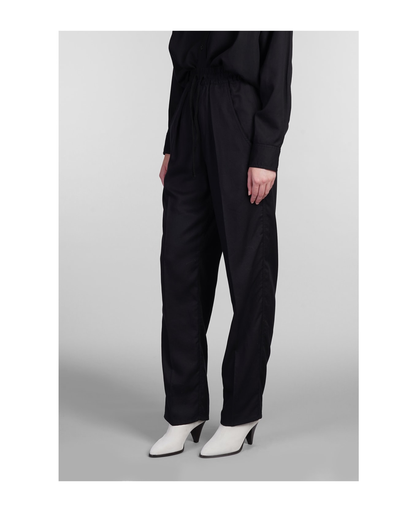 Marant Étoile Vinciane Pants In Black Wool And Polyester - black