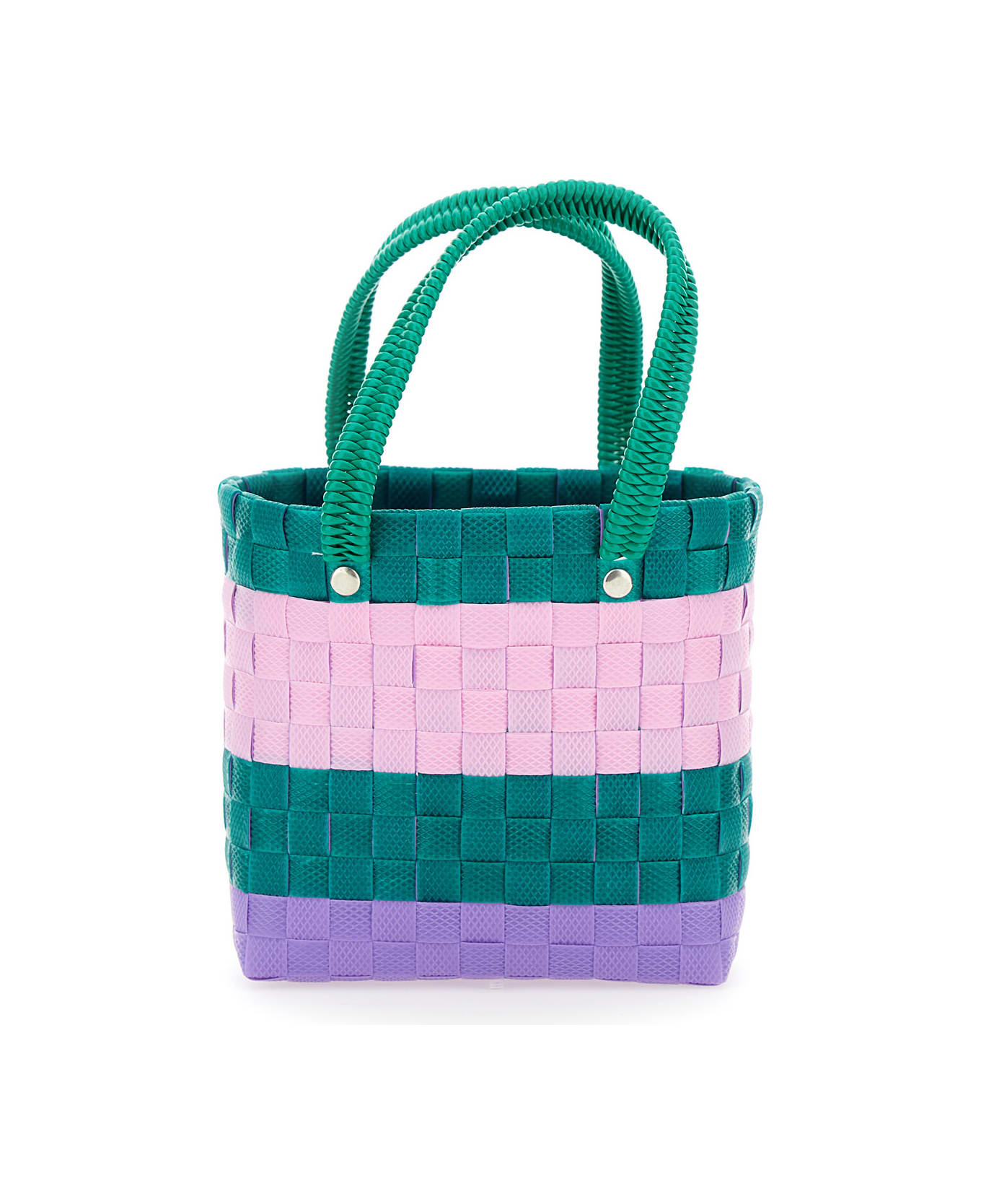 Marni 'sunday Morning' Green Handbag With Logo Patch In Braided Fabric Girl - Green アクセサリー＆ギフト