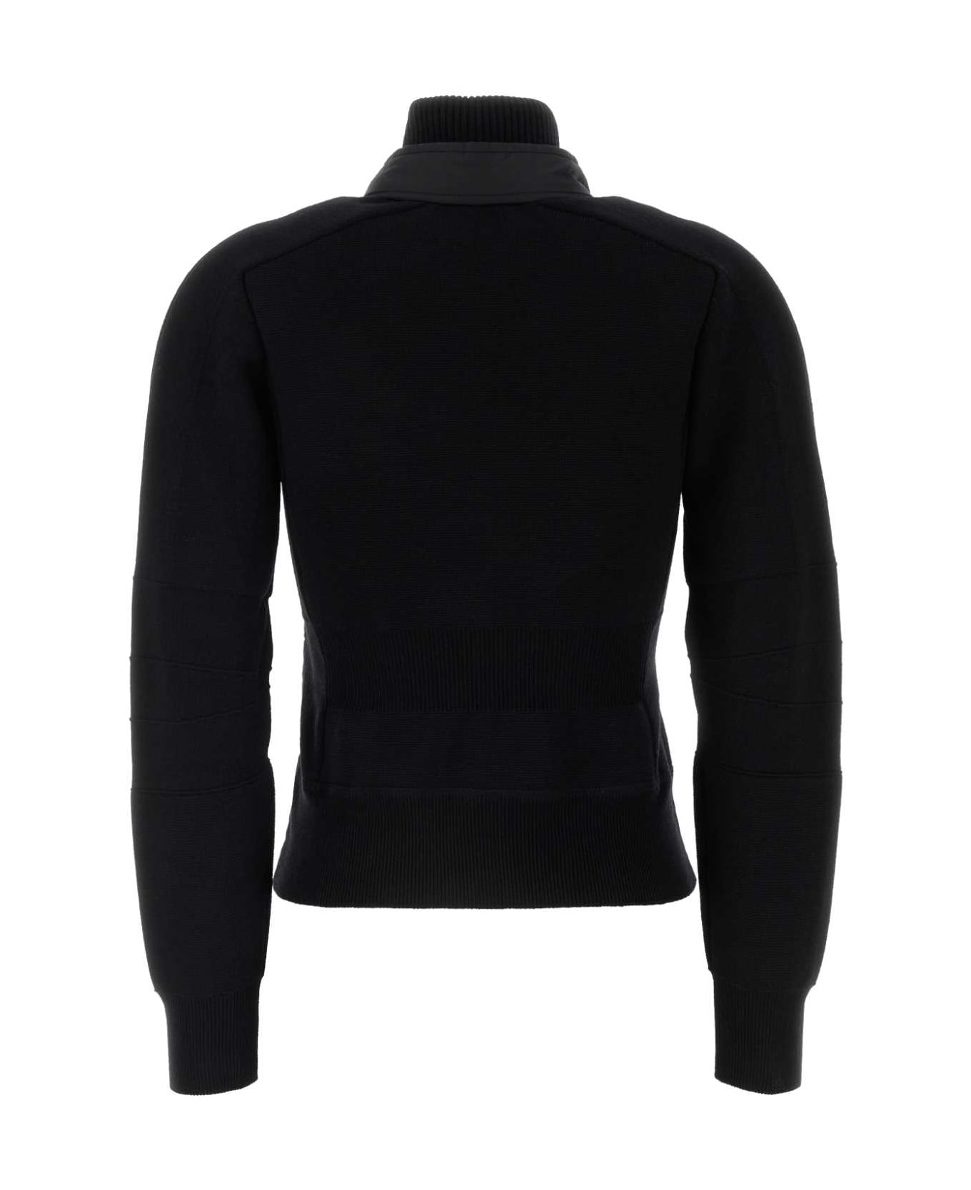 Moncler Grenoble Black Wool Blend Cardigan - 999