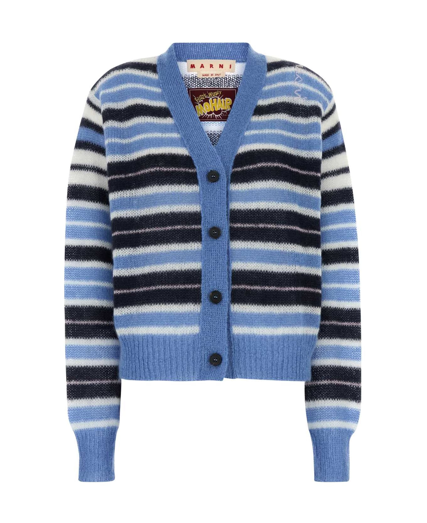 Marni Blue Mohair Wool Blend Cardigan - BLUELILAC