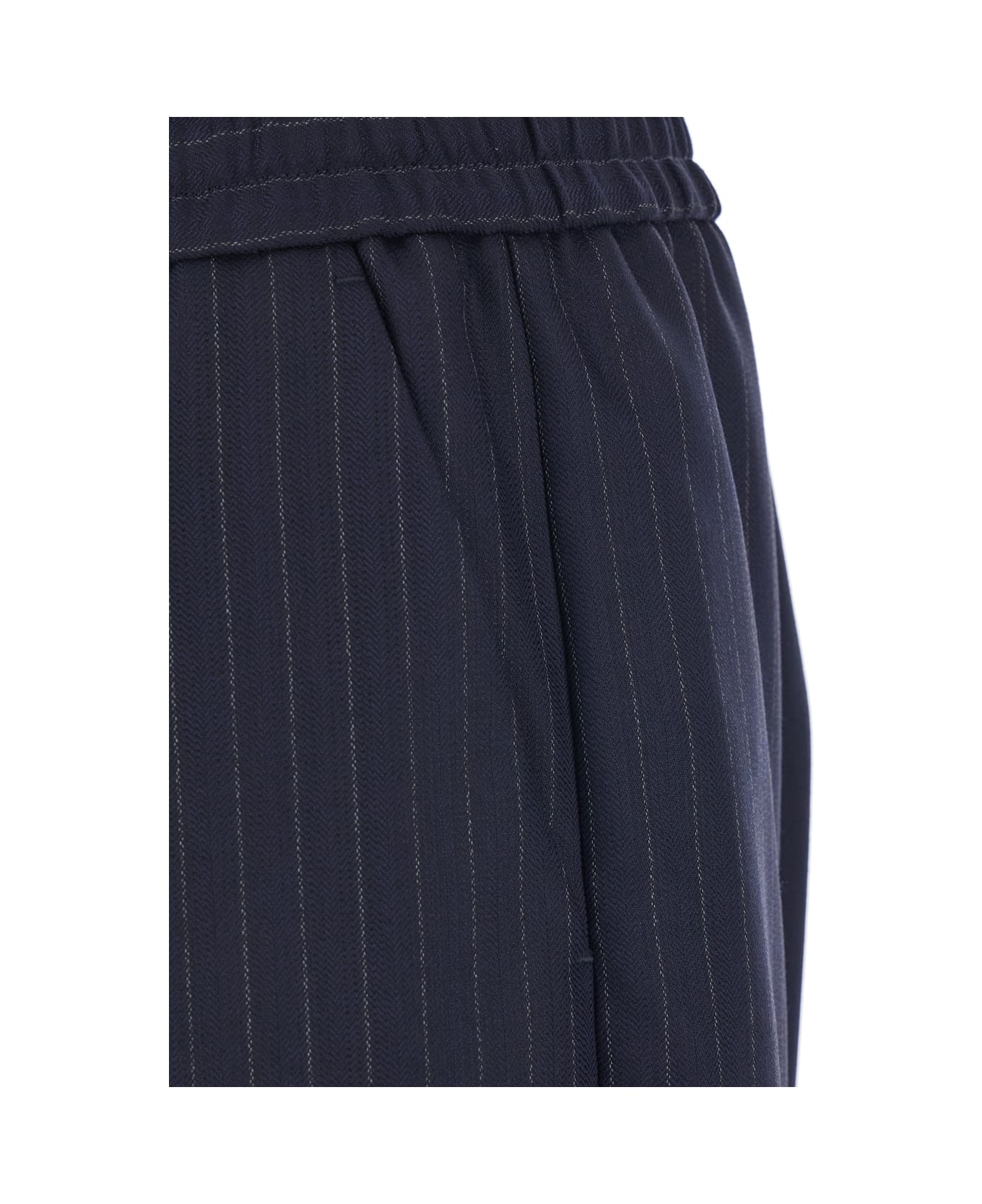 Golden Goose Blue Trousers With Pinstripe Motif In Wool Blend Man - Blu