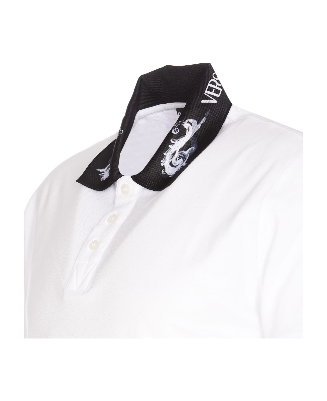 Versace Jeans Couture Logo Trimmed Regular Polo Shirt - BIANCO