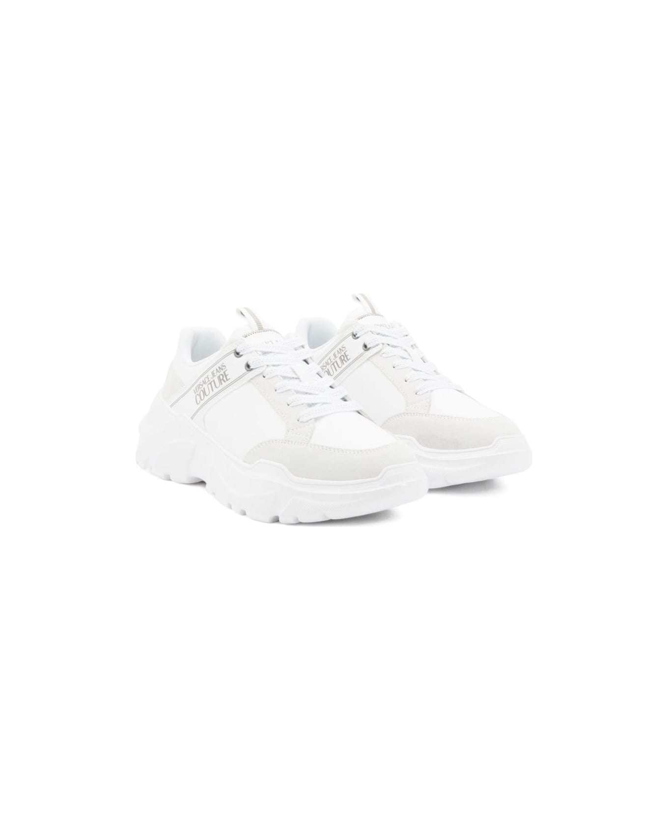 Versace Jeans Couture Speedtrack Chunky Sneakers With Logo Print - White