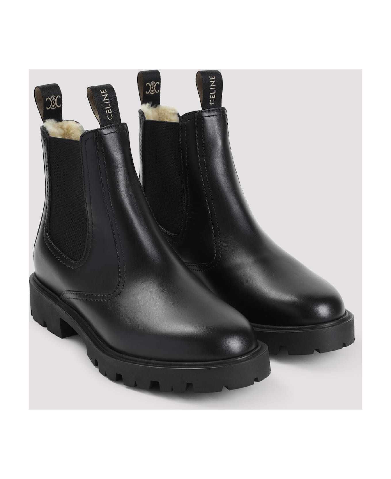 Celine Shearling 35 Chelsea Boots - No Black