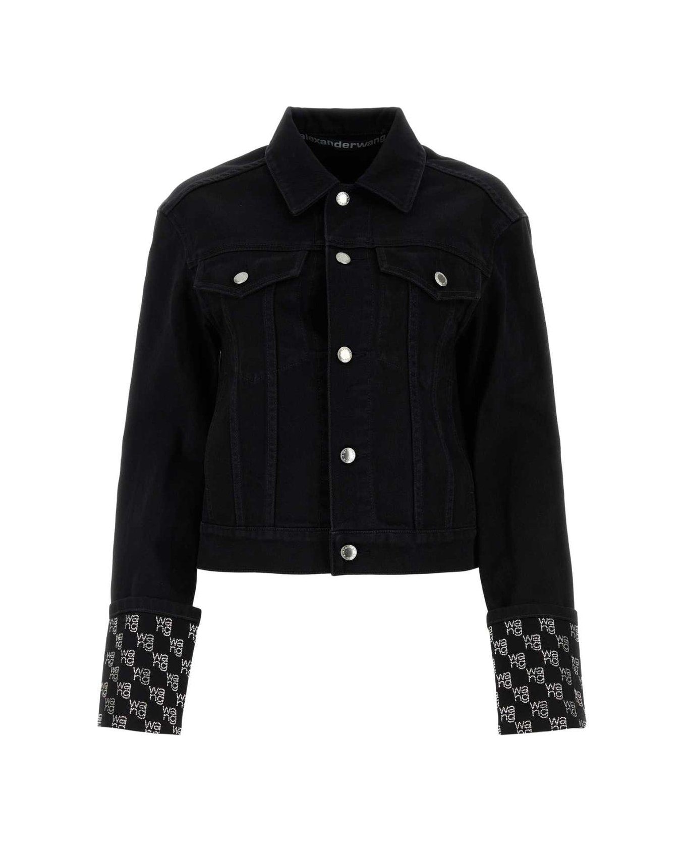 Alexander Wang Long Sleeved Embellished Denim Jacket - Washed Black