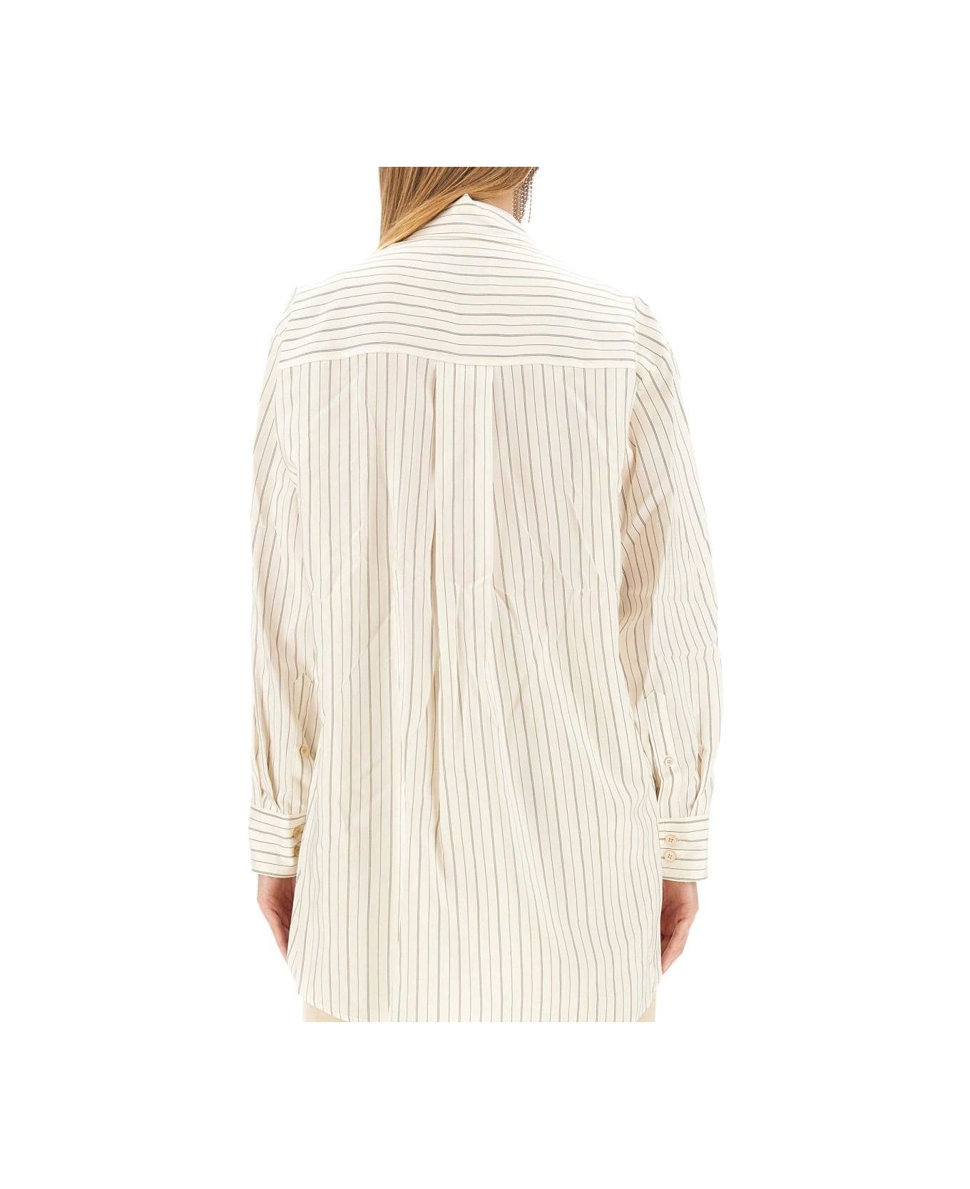 Isabel Marant Long Sleeved Striped Buttoned Shirt - WHITE