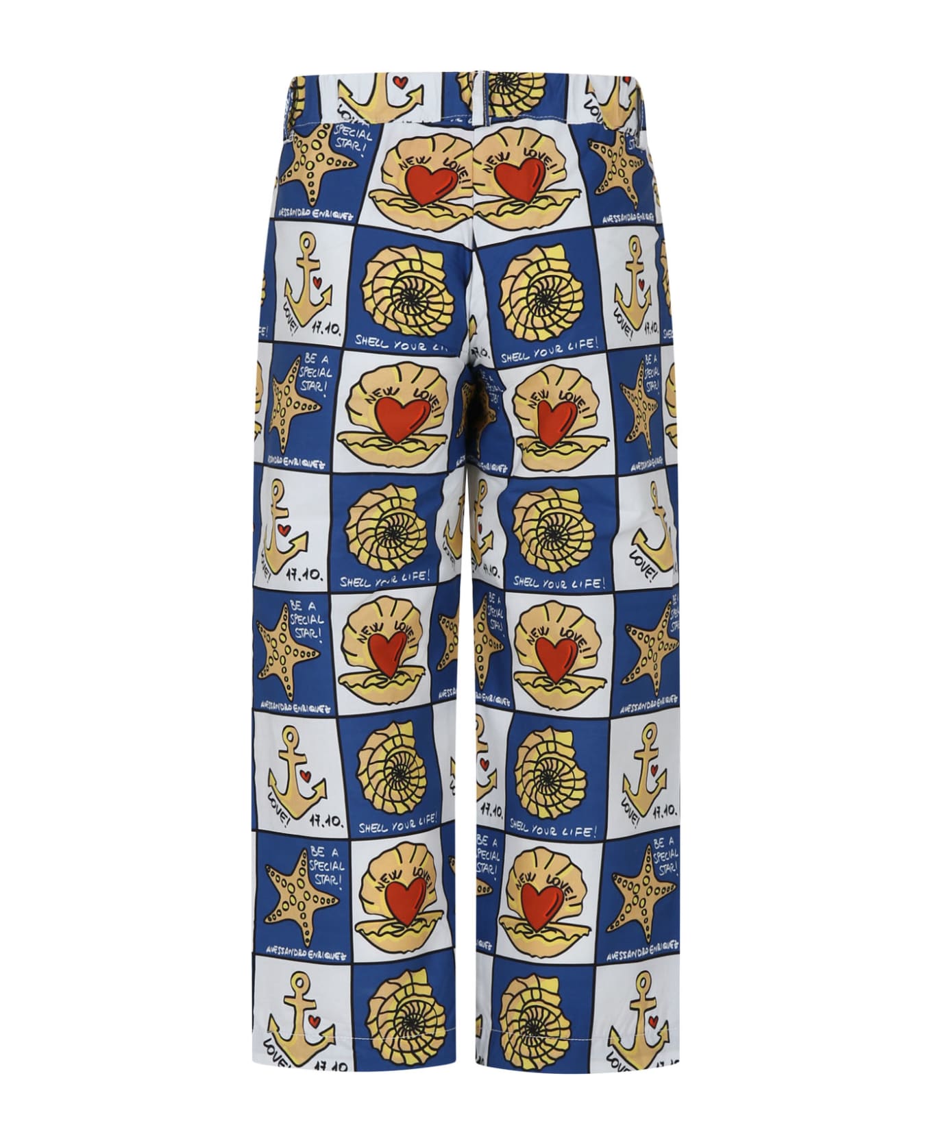 Alessandro Enriquez Blue Trousers For Kids With Pop Print - Blue ボトムス