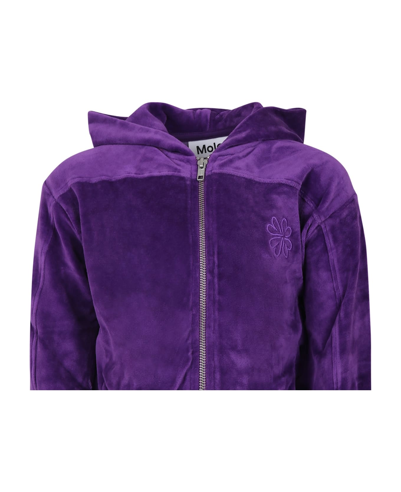 Molo Purple Sweatshirt For Girls With Embroidery - Violet ニットウェア＆スウェットシャツ