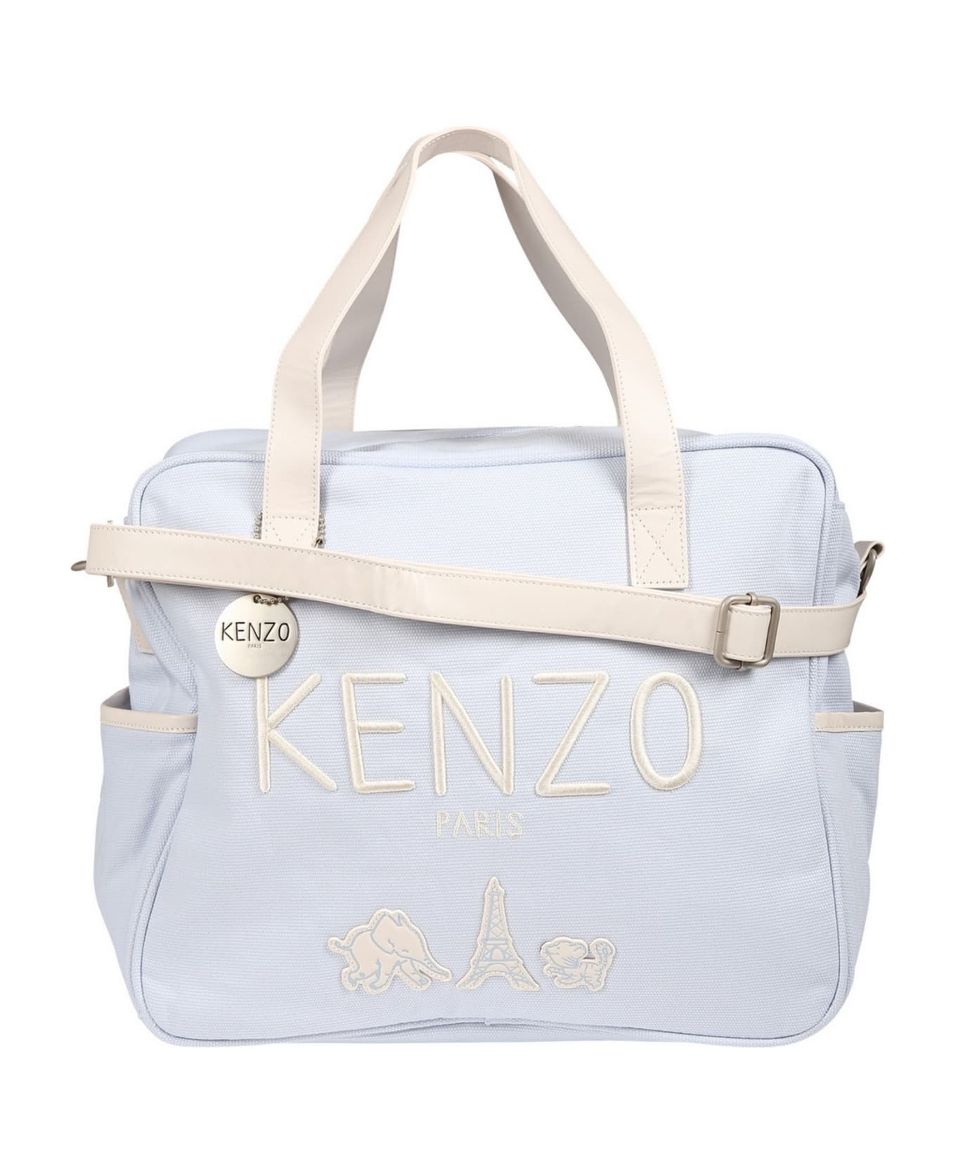 Kenzo Kids Light Blue Changing Bag For Baby Boy With Logo - Light Blue アクセサリー＆ギフト