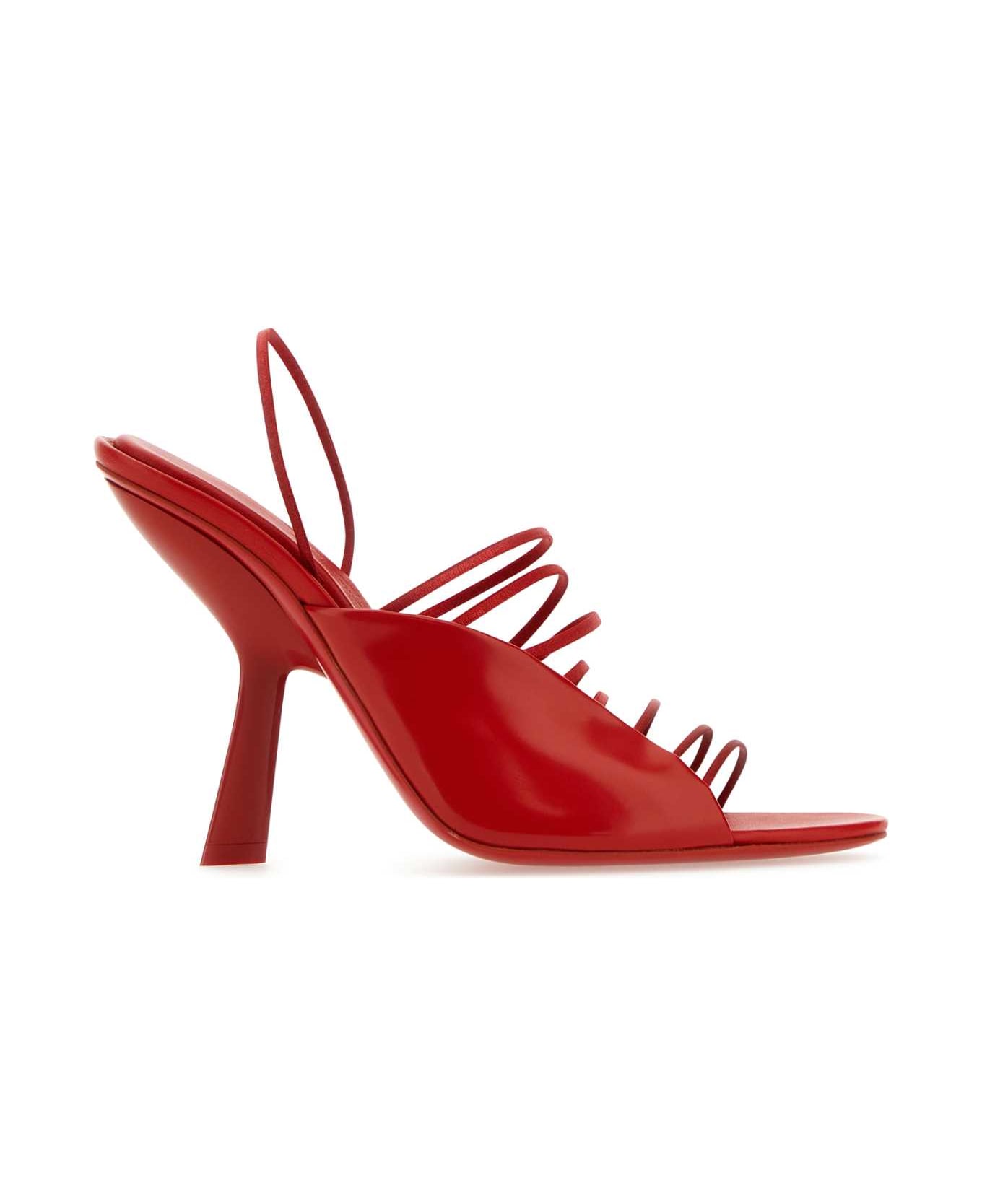 Ferragamo Red Leather Altaire Sandals - FLAMERED