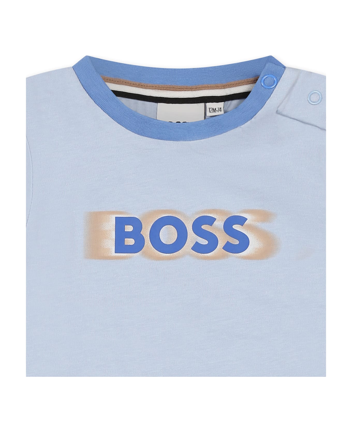 Hugo Boss Light Blue T-shirt For Baby Boy With Logo - Light Blue
