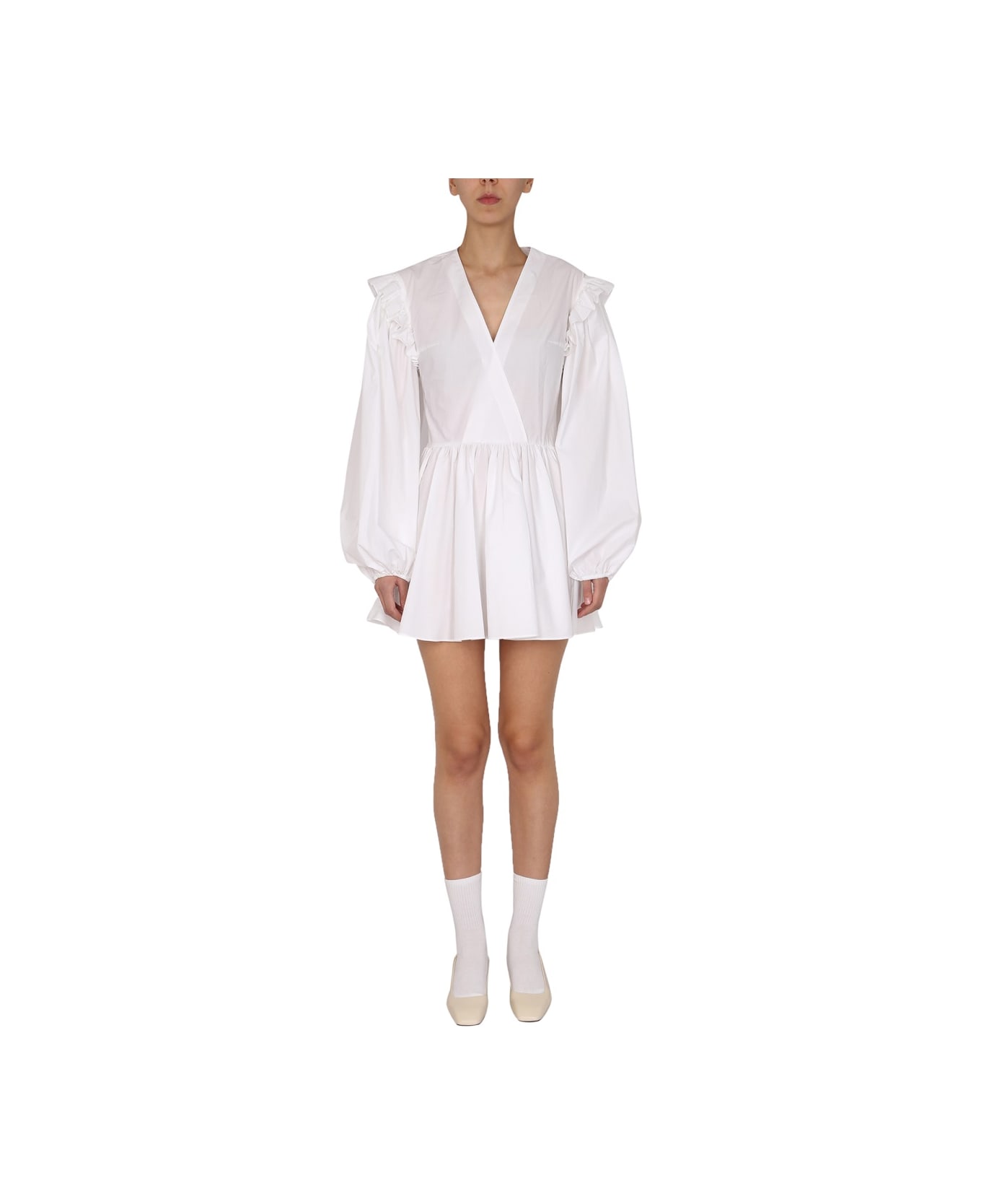 Patou V-neck Dress - WHITE