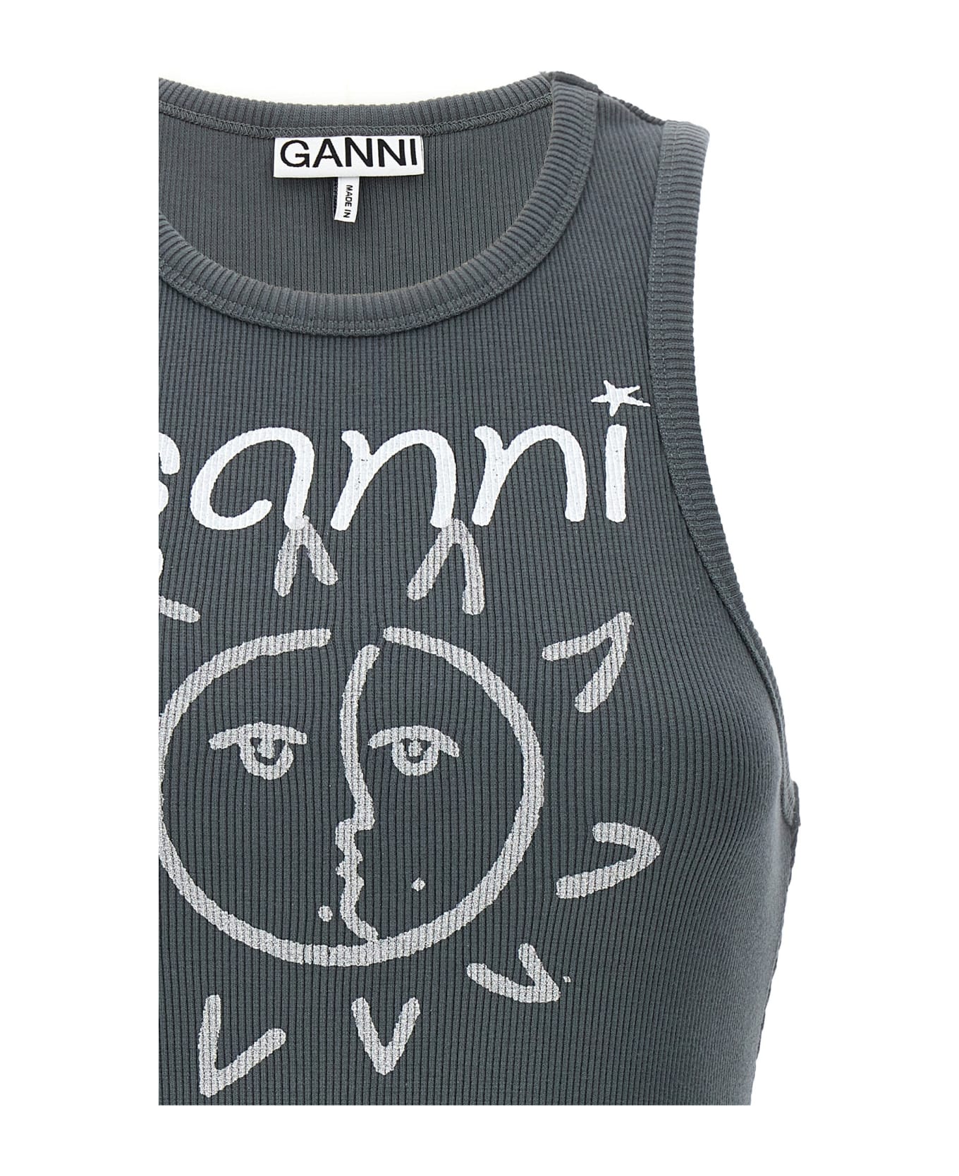 Ganni Printed Tank Top - Gray