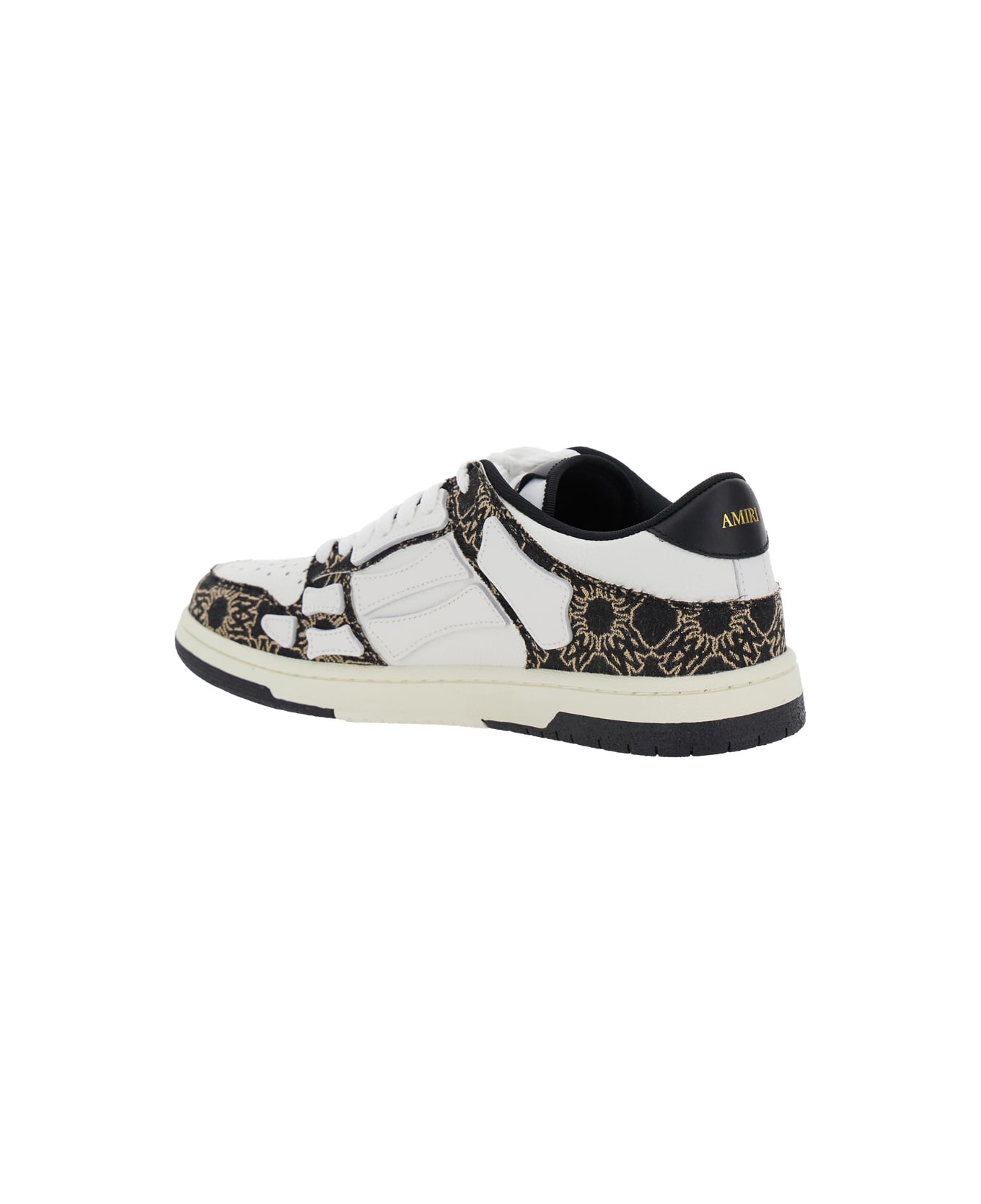AMIRI 
skel Top Low
 Black Sneaker With Skeleton Applications And All-over Logo Print In Leather Man - Black