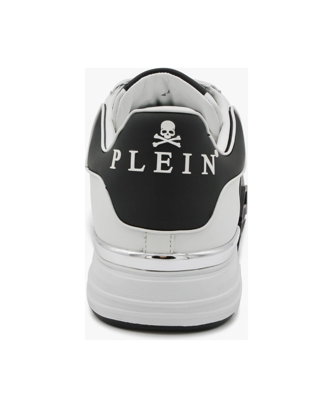 Philipp Plein White And Black Leather Hexagone Sneakers - White