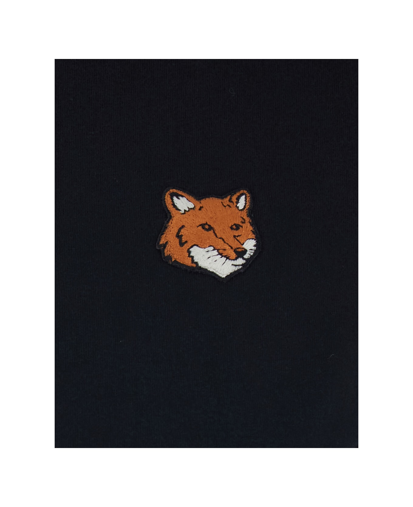 Maison Kitsuné Black Crewneck T-shirt With Logo Embroidery On The Front In Cotton Woman - Black