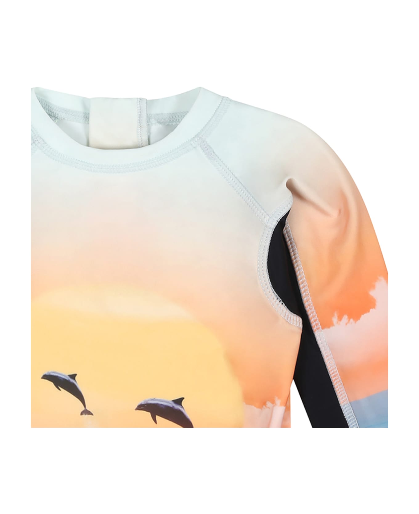 Molo Orange T-shirt For Baby Boy With Dolphins - Multicolor Tシャツ＆ポロシャツ