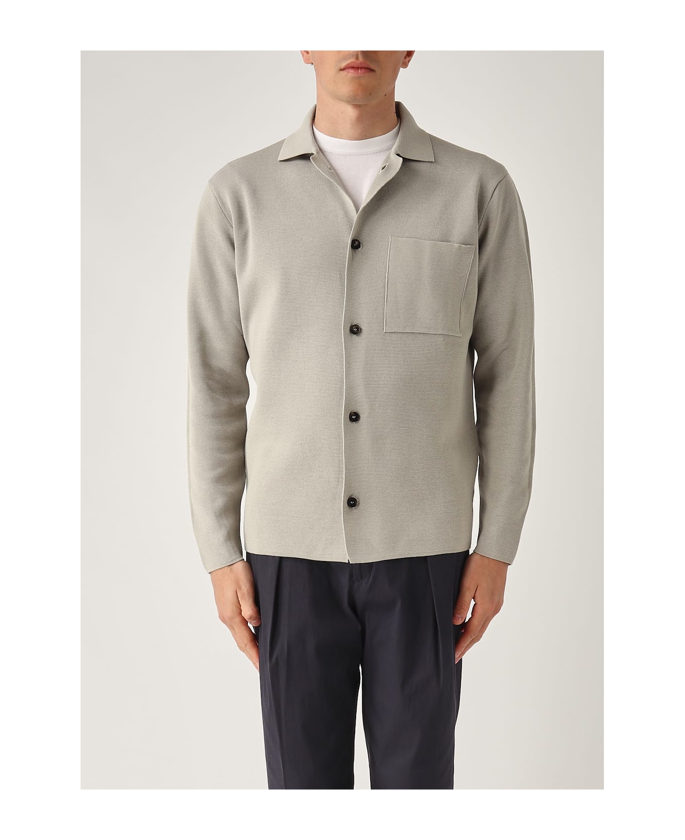 Filippo De Laurentiis Overshirt In Maglia M/l In Crepe Cotton Blazer - GRIGIO CHIARO