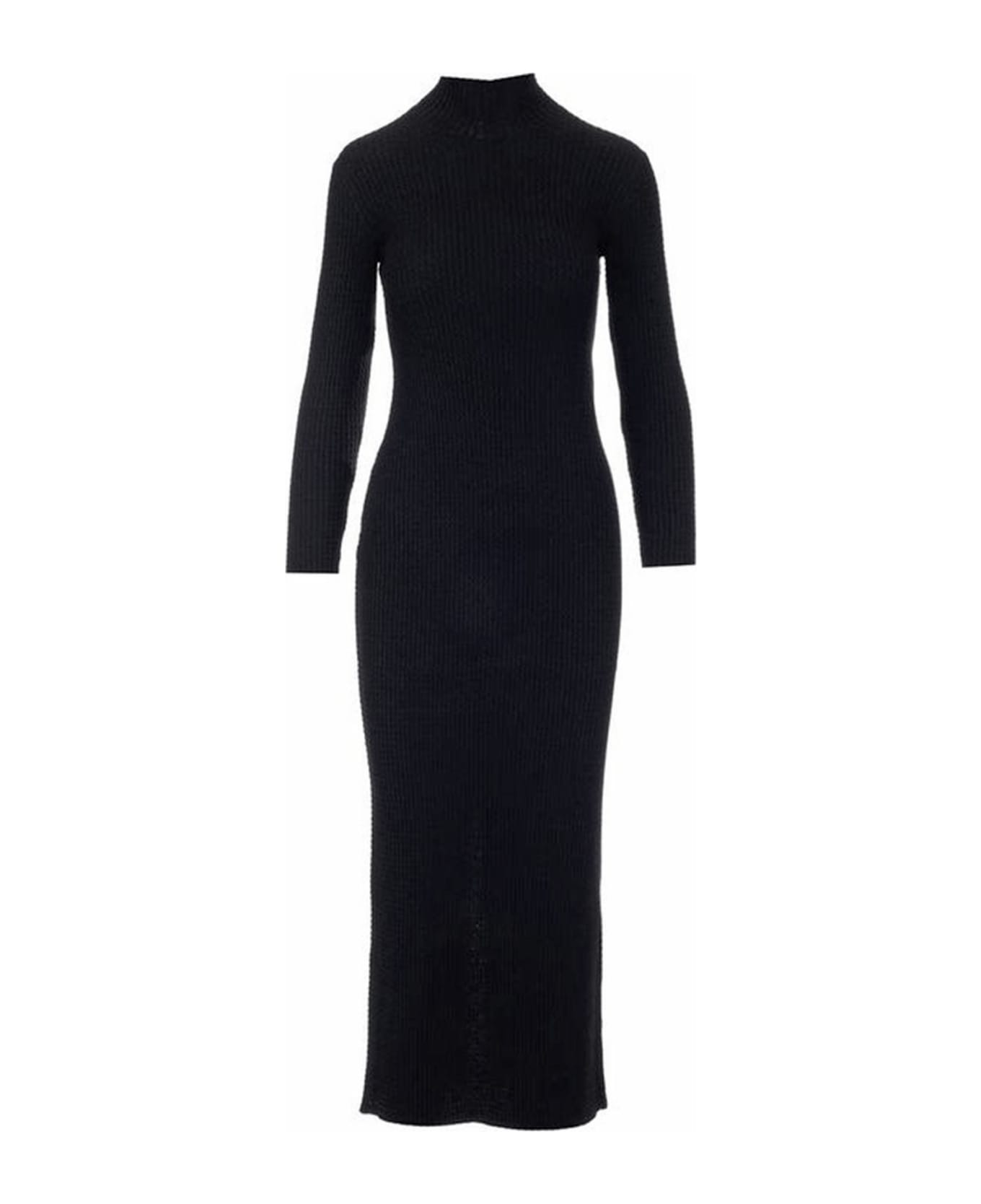 Balenciaga Long Dress In Blend Wool - Nero