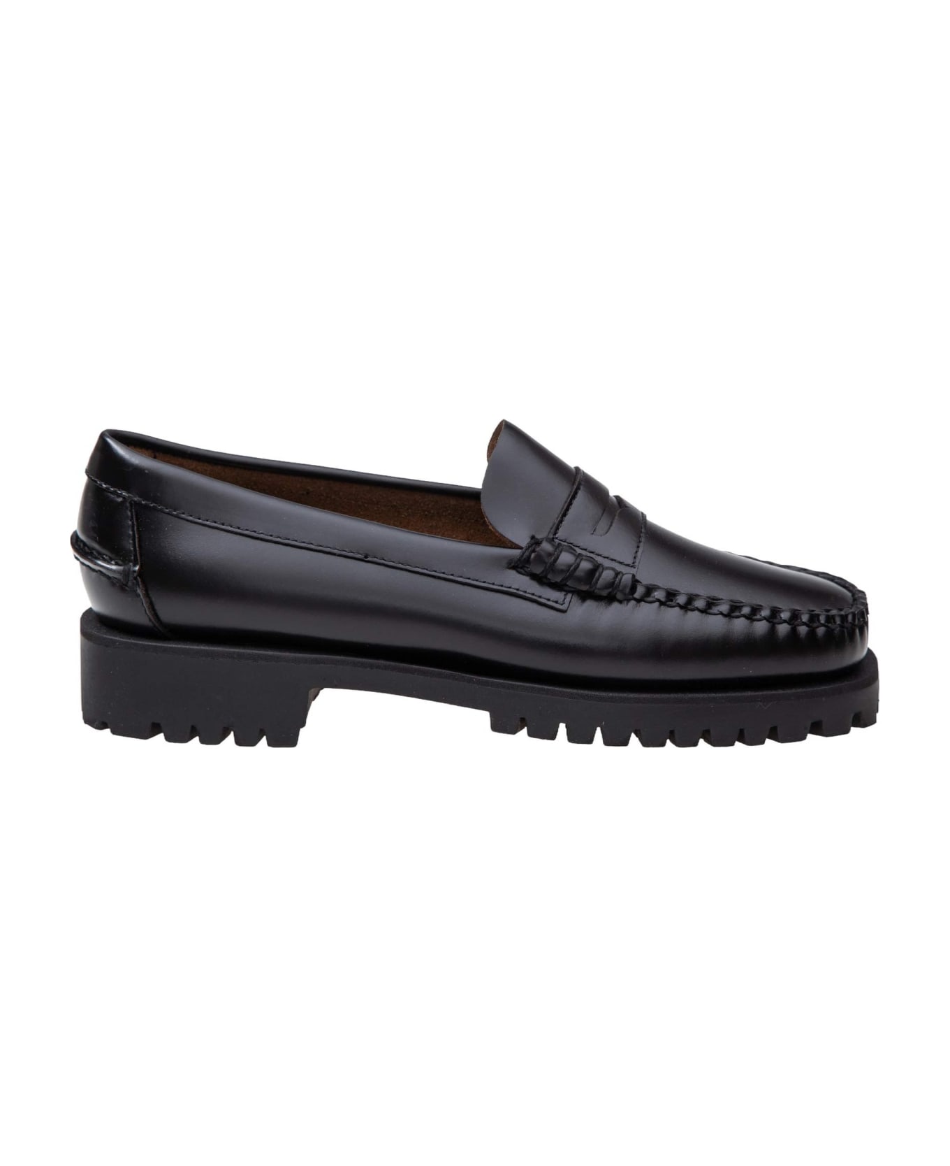 Sebago Dan Lug Loafers In Black Leather - Black