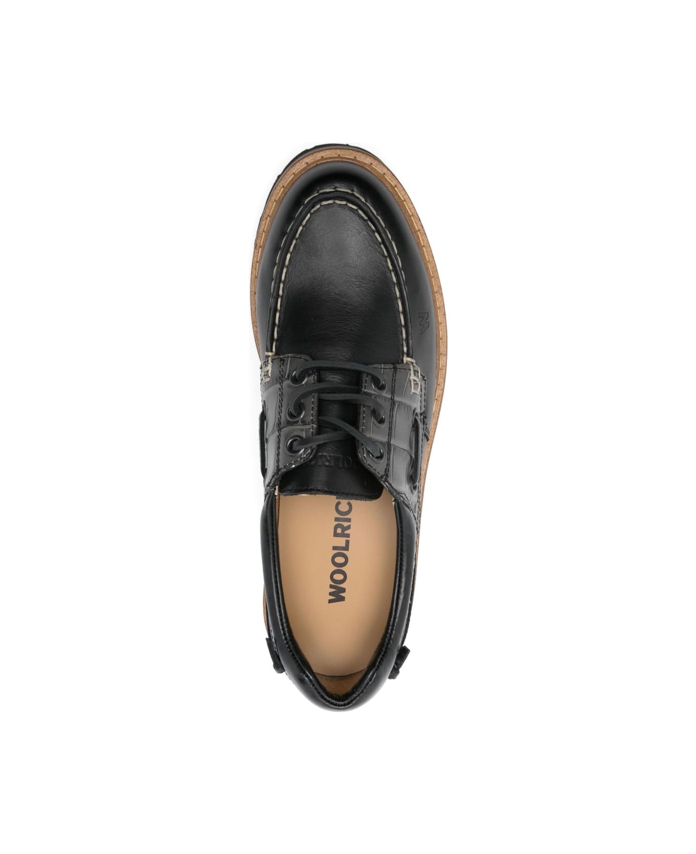 Woolrich Rock Leather Boat Shoes - Black