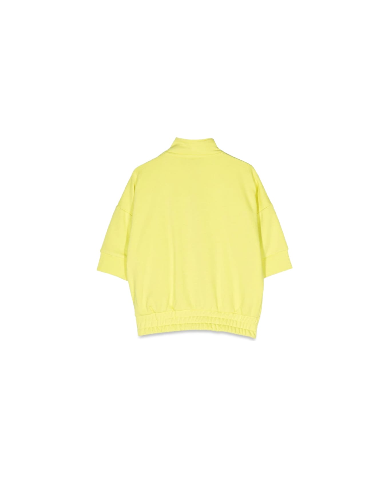 DKNY Zippered Short Sleeve Cardigan - YELLOW