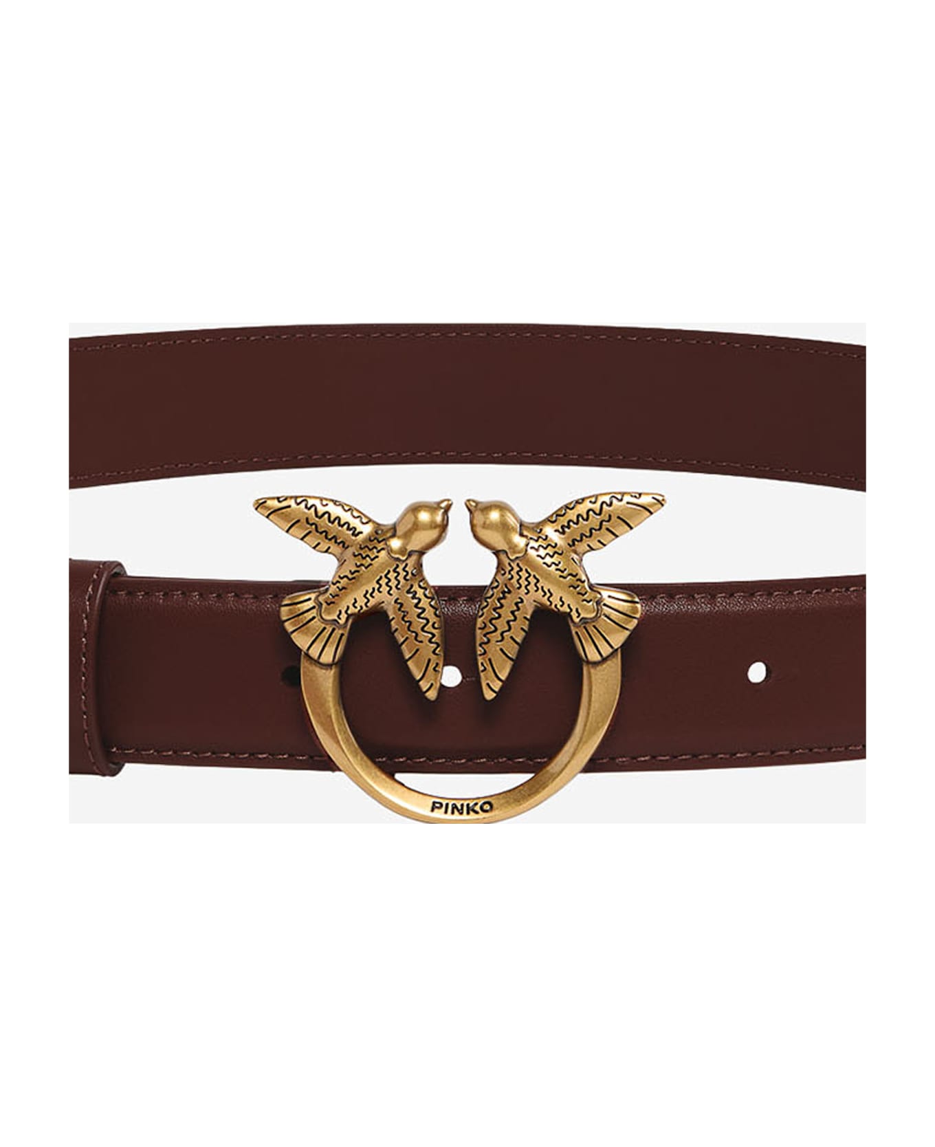 Pinko Leather Belt With Logo - Marrone scuro