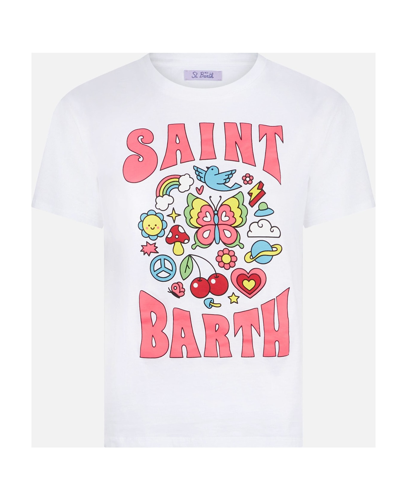 MC2 Saint Barth Woman Cotton T-shirt With Saint Barth Print - WHITE