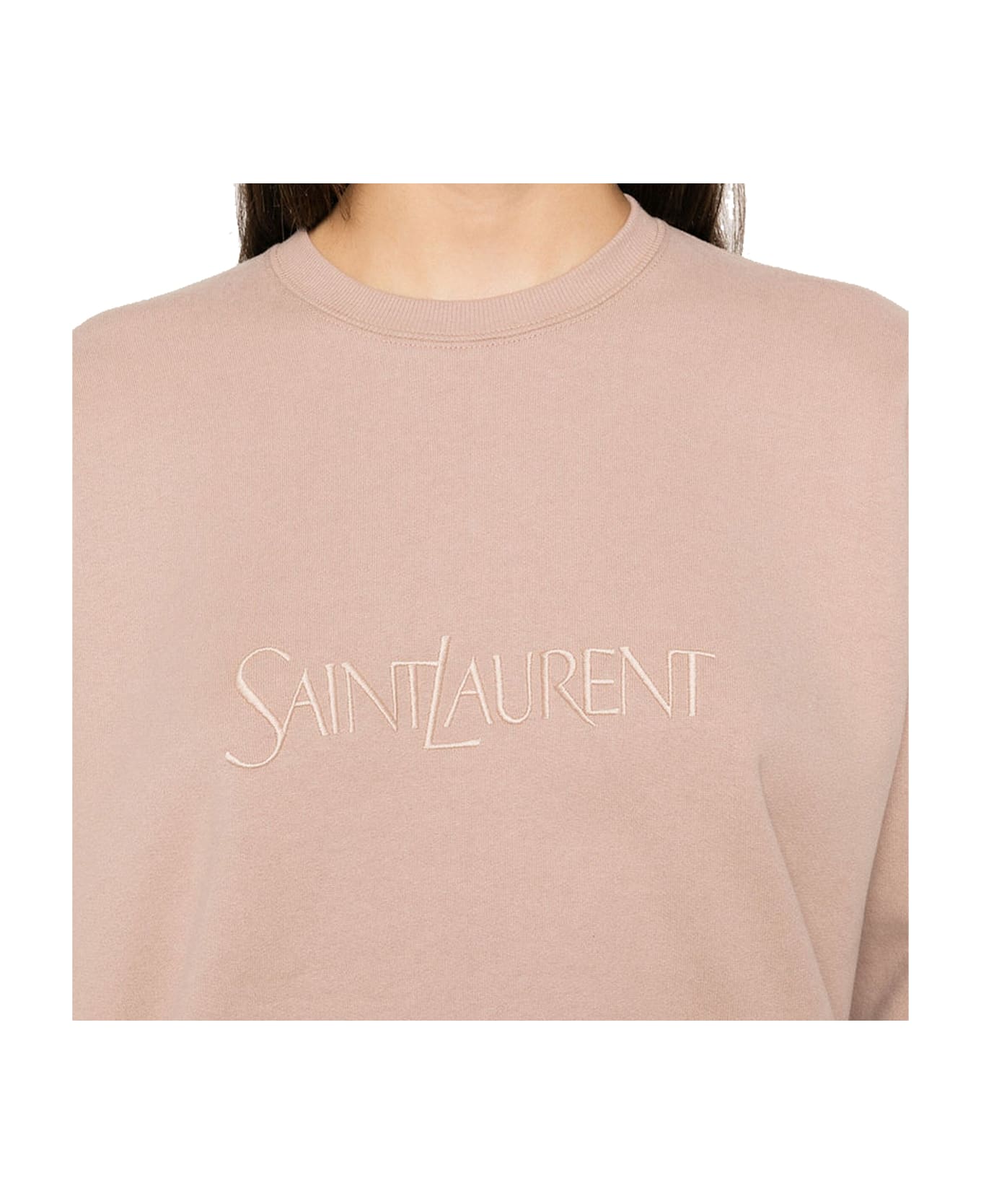 Saint Laurent Cotton Logo Sweatshirt - Pink