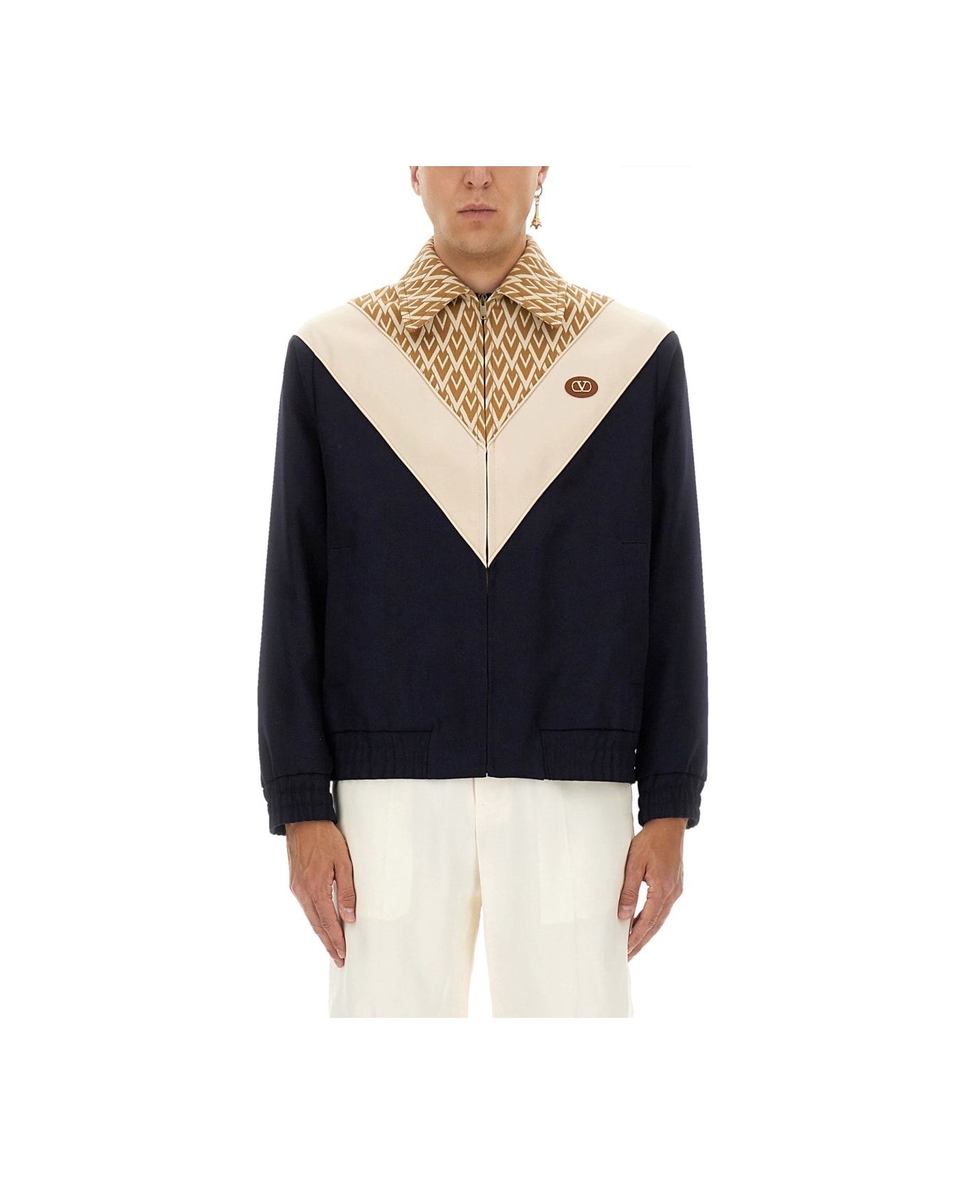 Valentino Wool Bomber Jacket With Print Toute La V - MULTICOLOUR
