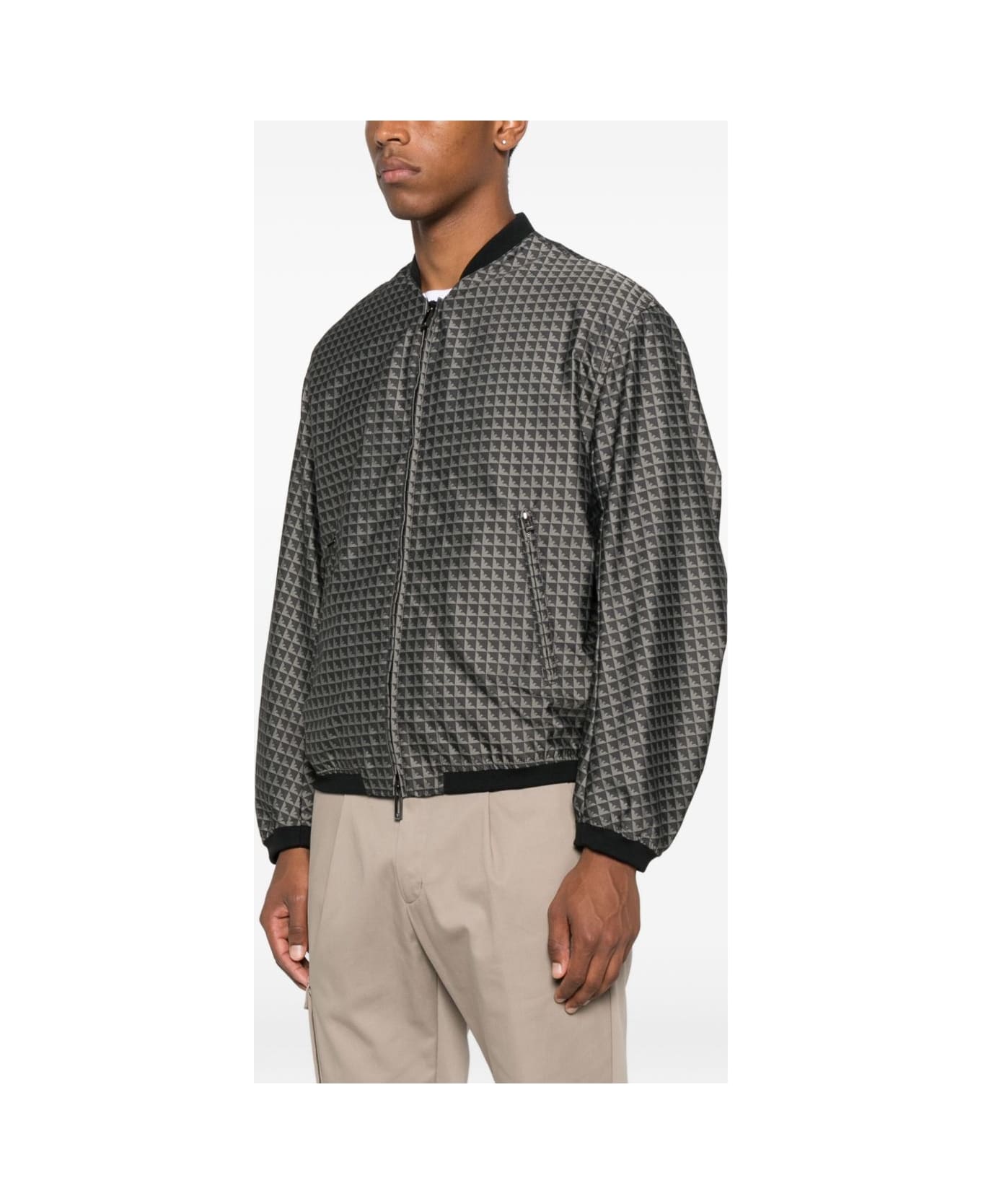 Emporio Armani Allover Logo Bomber Jacket - Black