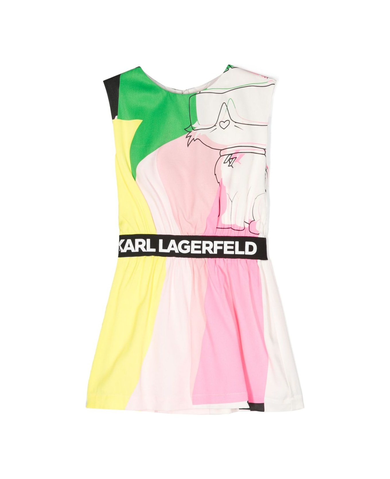 Karl Lagerfeld Kids Karl Lagerfeld Abito Choupette Multicolor In Viscosa Bambina - Multicolor ワンピース＆ドレス