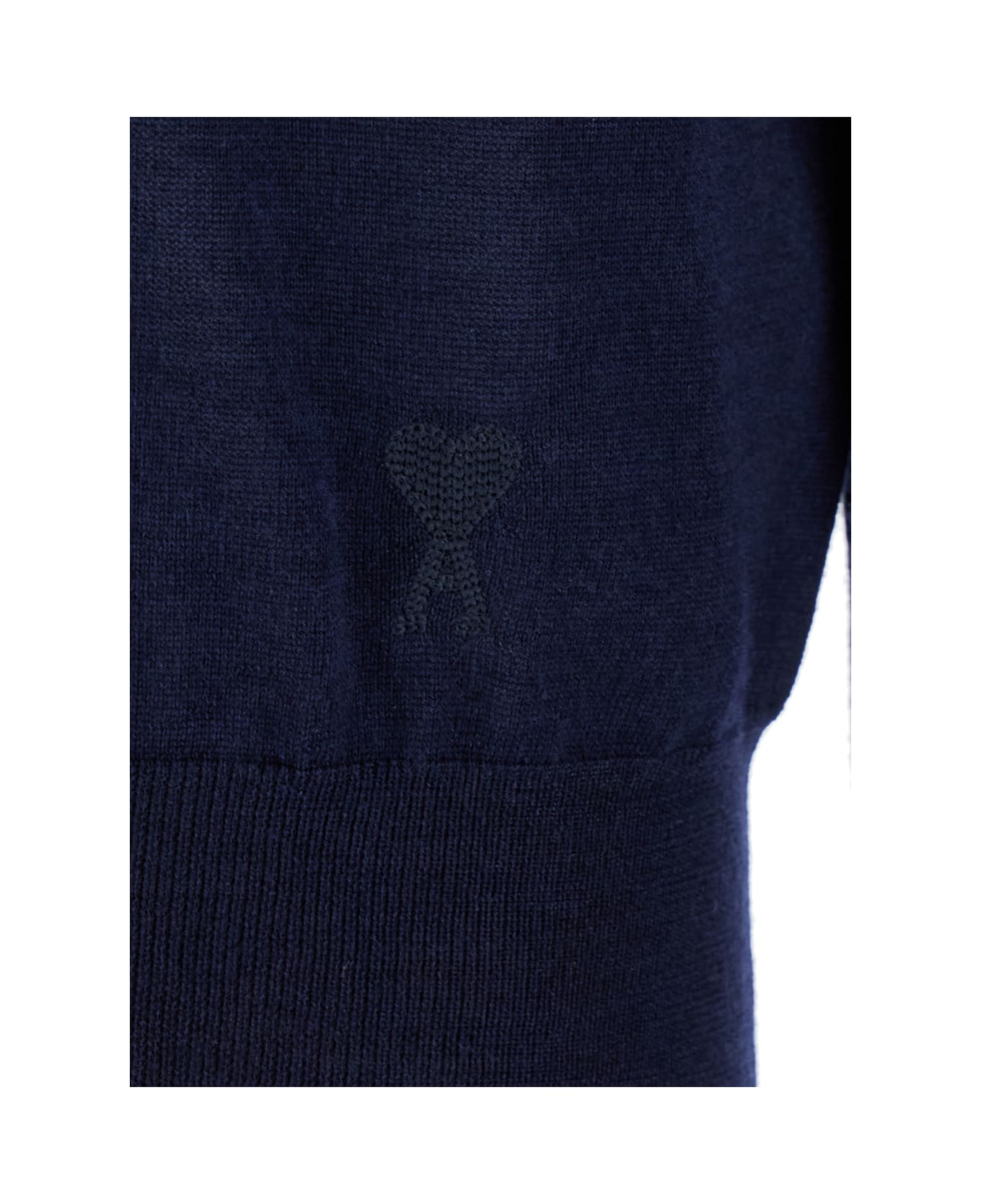 Ami Alexandre Mattiussi Blue Polo Shirt With Tone-on-tone Embroidered Logo On The Front In Virgin Wool And Silk Blend Man - Blu