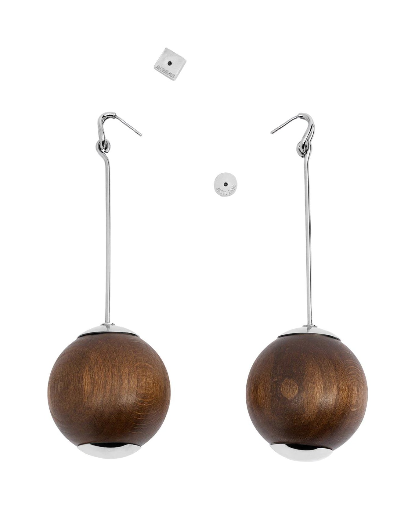 Jacquemus Dangling Ball Earrings - SILVER / BROWN