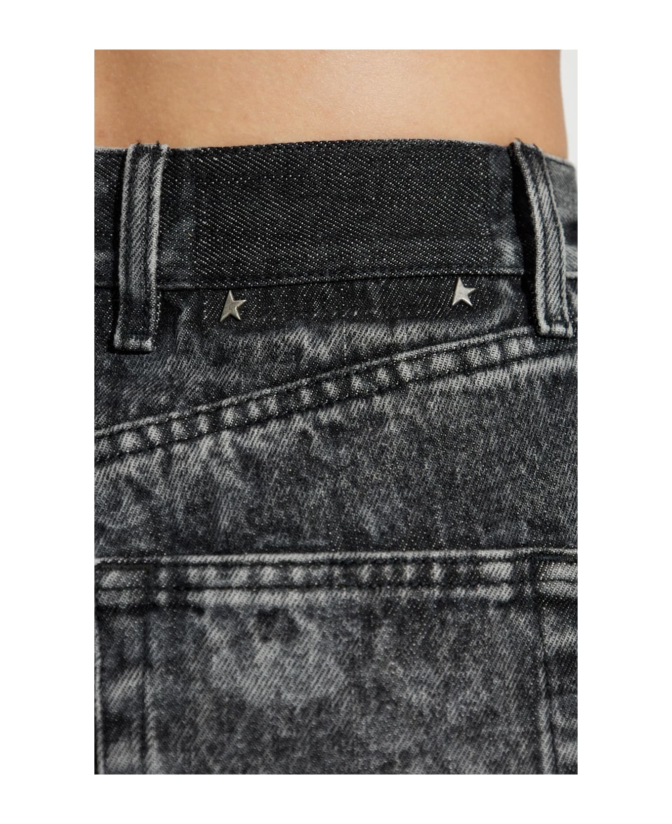 Golden Goose Straight Jeans With Floral Motif - BLACK MARBLE
