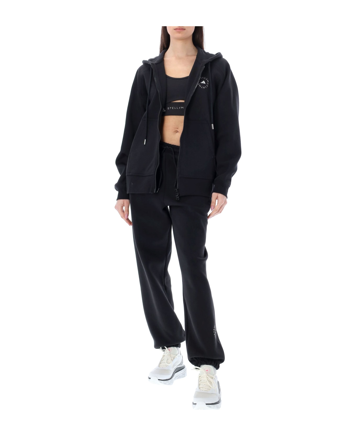Adidas by Stella McCartney Full-zip Logo Hoodie - Black/white