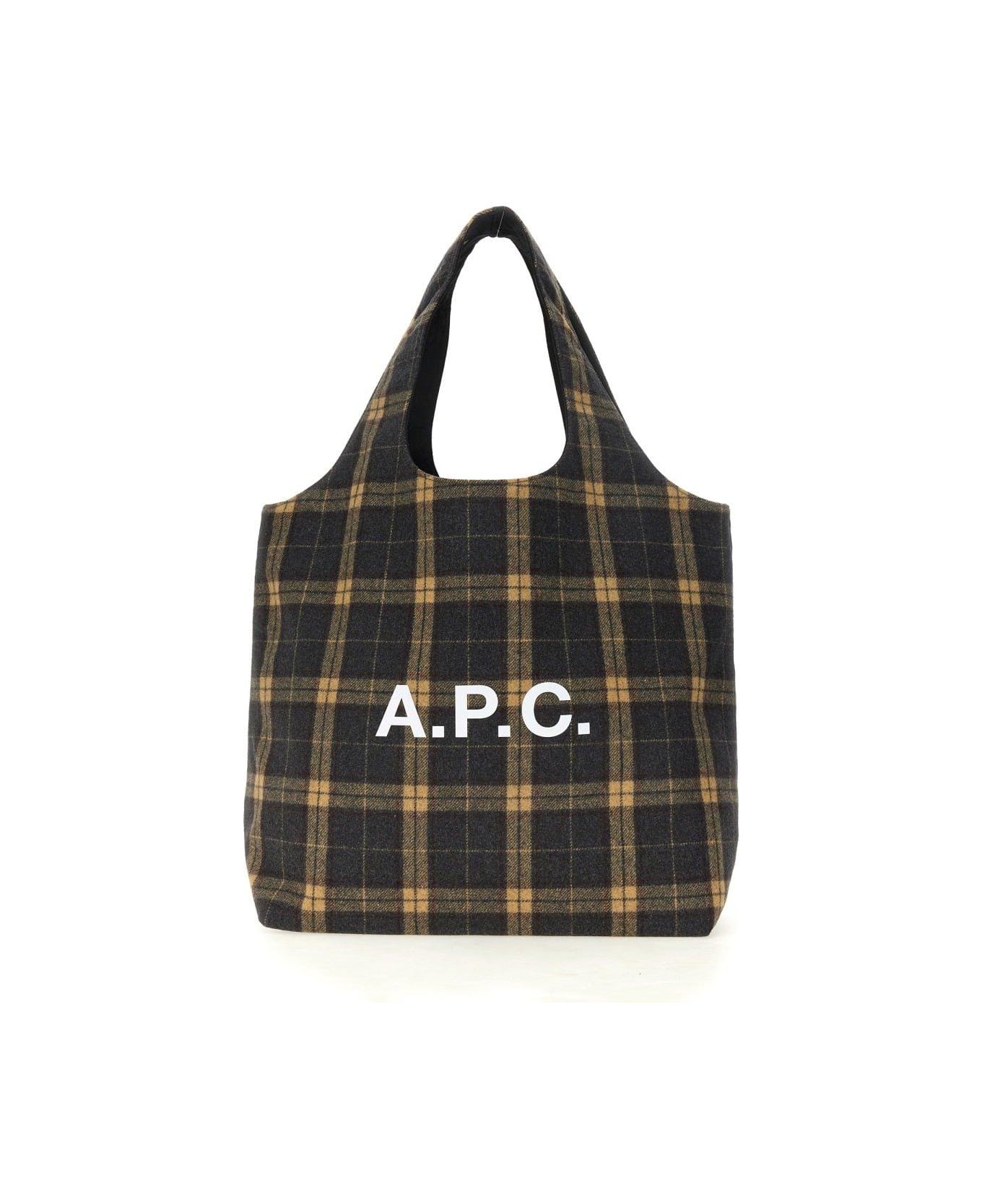 A.P.C. Ninon Checked Top Handle Bag - Plc Heathered Anthracite