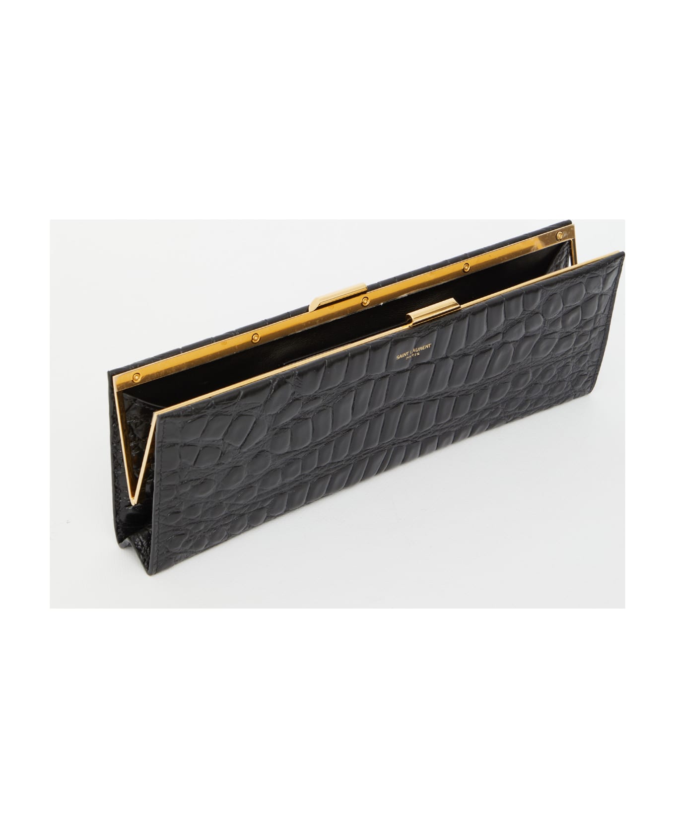 YSL/A1208-2/ UPTOWN Compact wallet in crocodile-embossed shiny leather