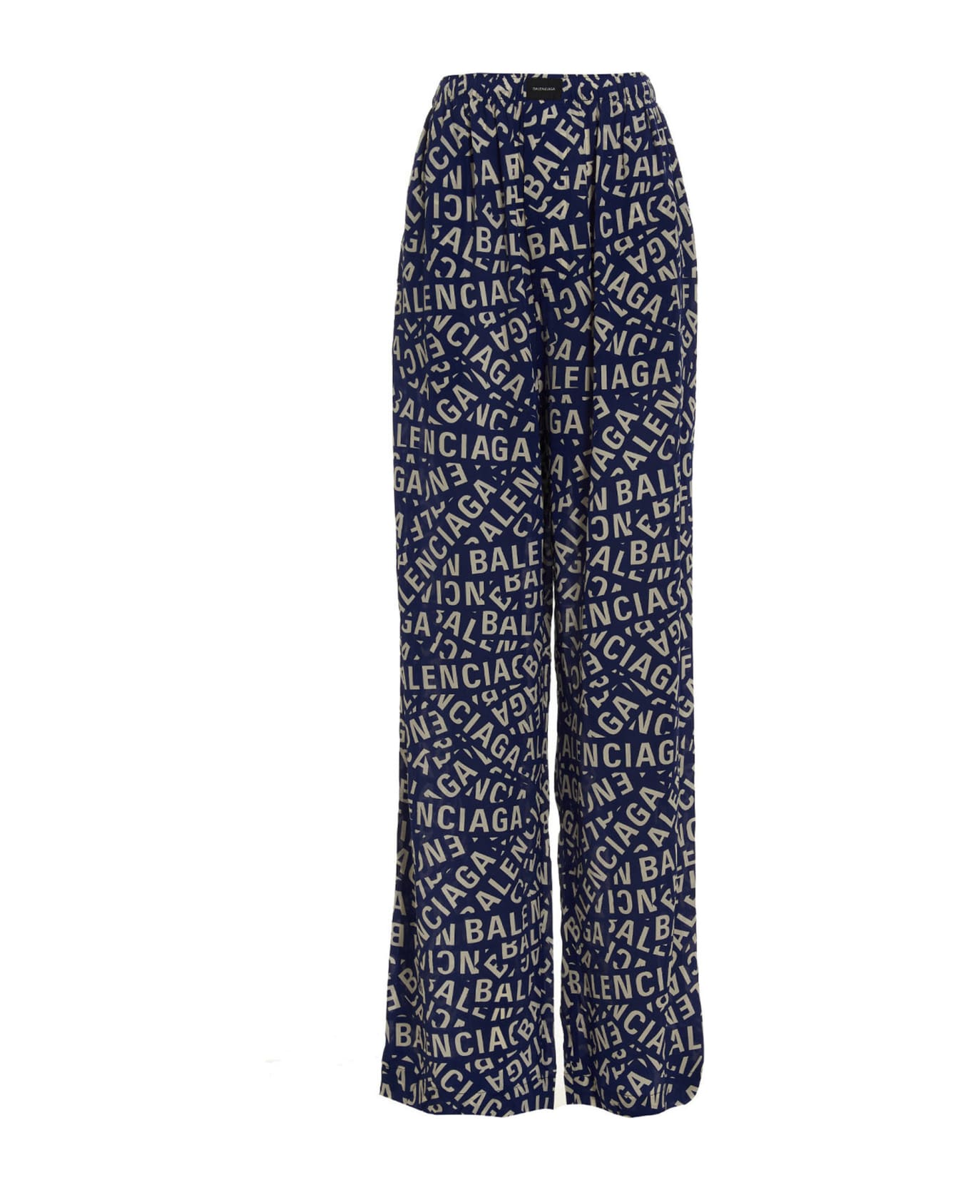 Balenciaga Printed Silk Pajama Pants - blue ボトムス