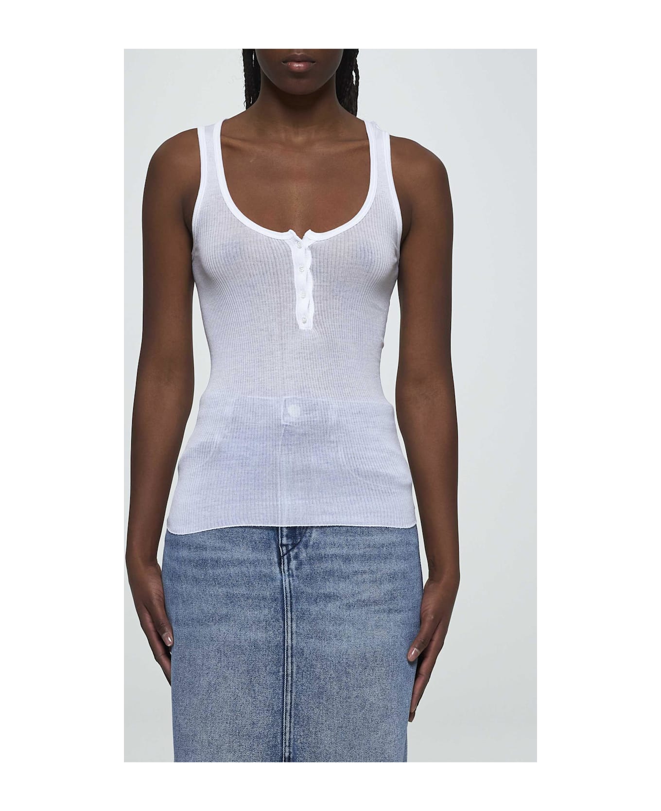 Marant Étoile White Ribbed Jersey Louisali Top - White