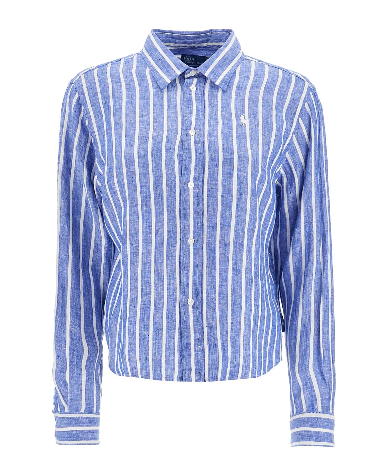 Polo Ralph Lauren Camicia Lino Righe Blu E Bianca Manica Lunga Regular - 1863 BLUE-WHITE (White)