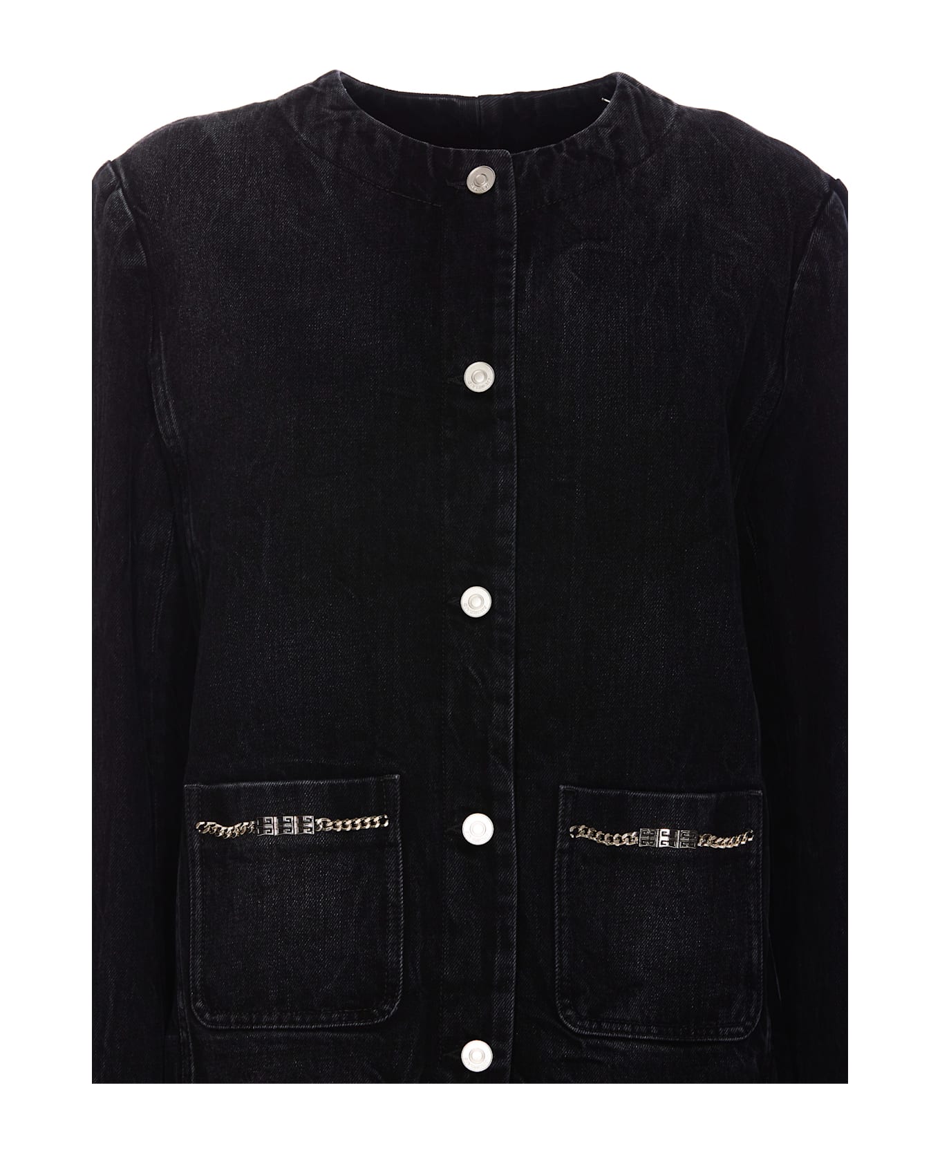 Givenchy Denim Jacket With 4g Chains - Black