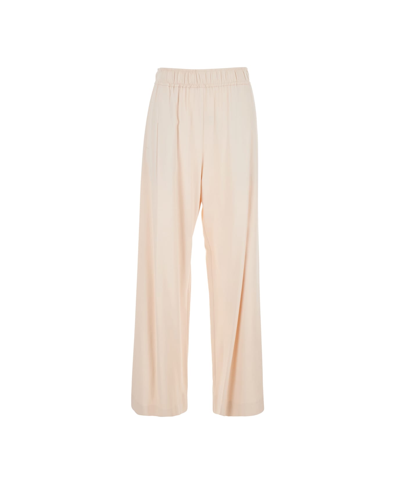 Merci Pink Pants With Elastic Waist And Pences In Viscose Blend Woman - Pink
