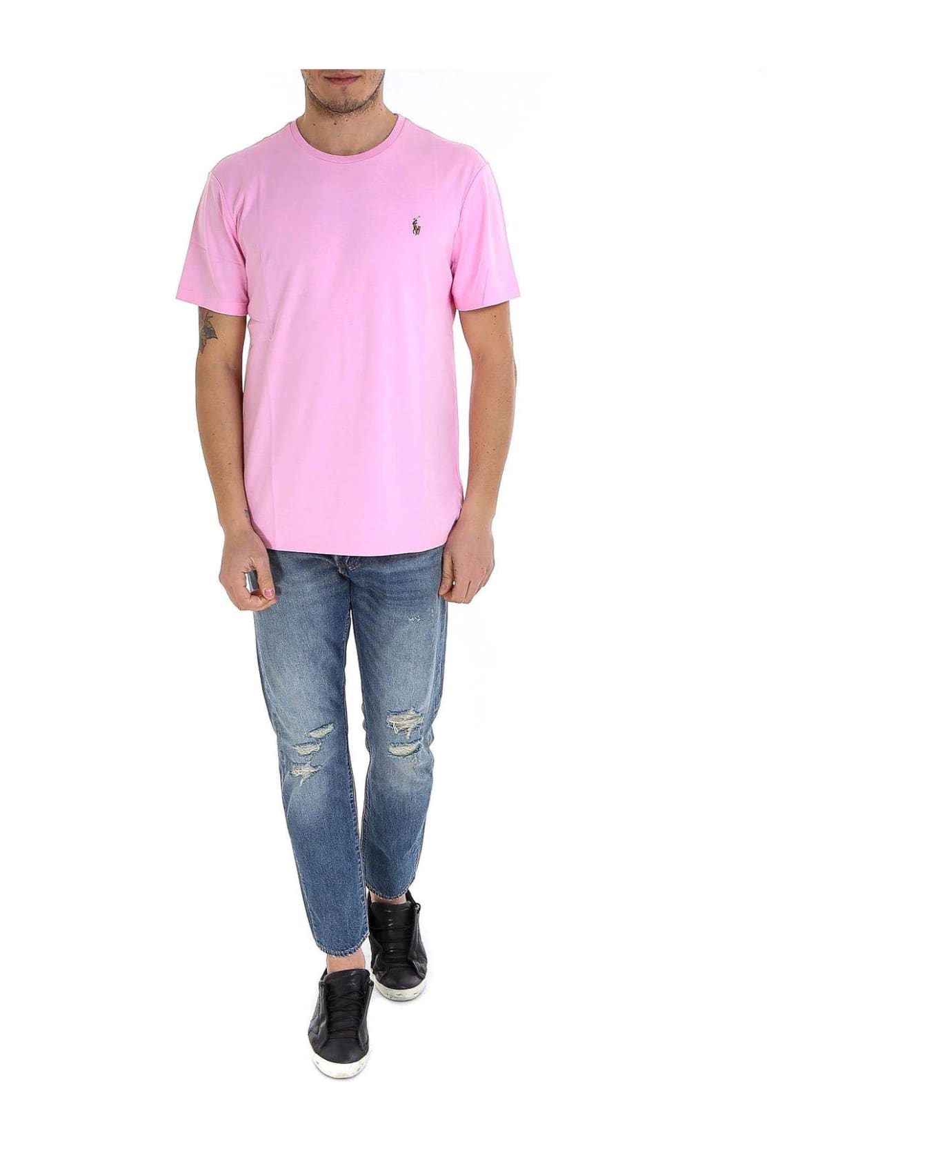 Polo Ralph Lauren Logo Embroidered Crewneck T-shirt T-shirt - Pink