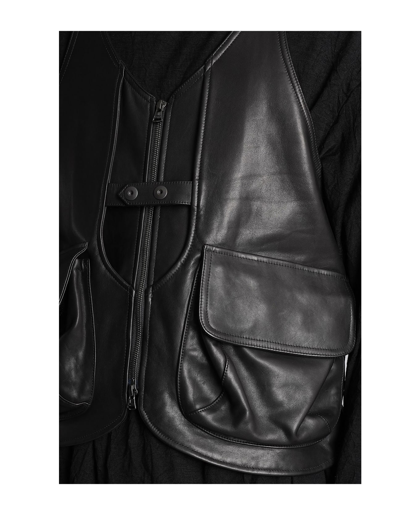 Yohji Yamamoto Vest In Black Leather - black