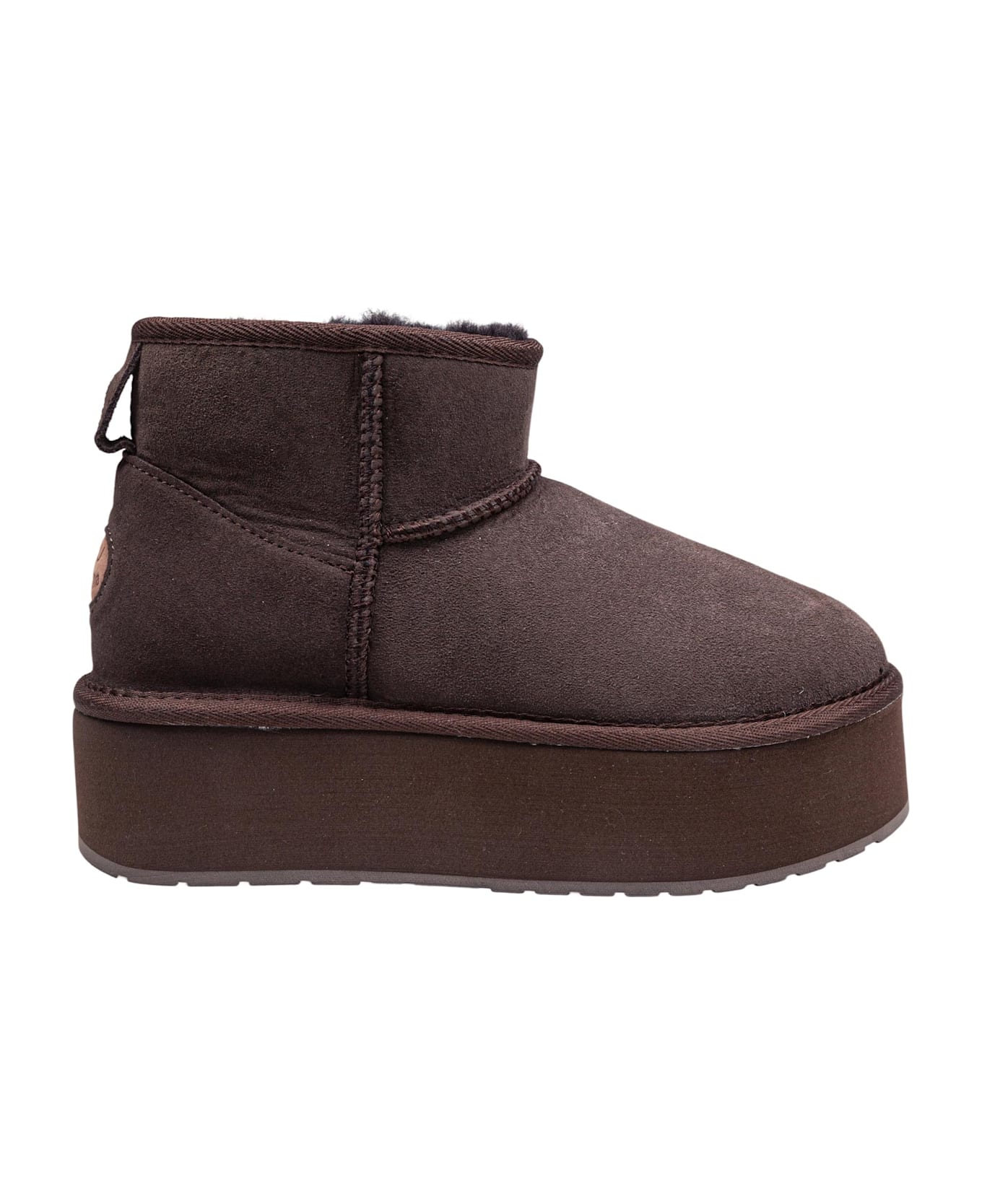 Emu Stinger Micro Flatform Suede Boot In Chocolate Color - Chocolate