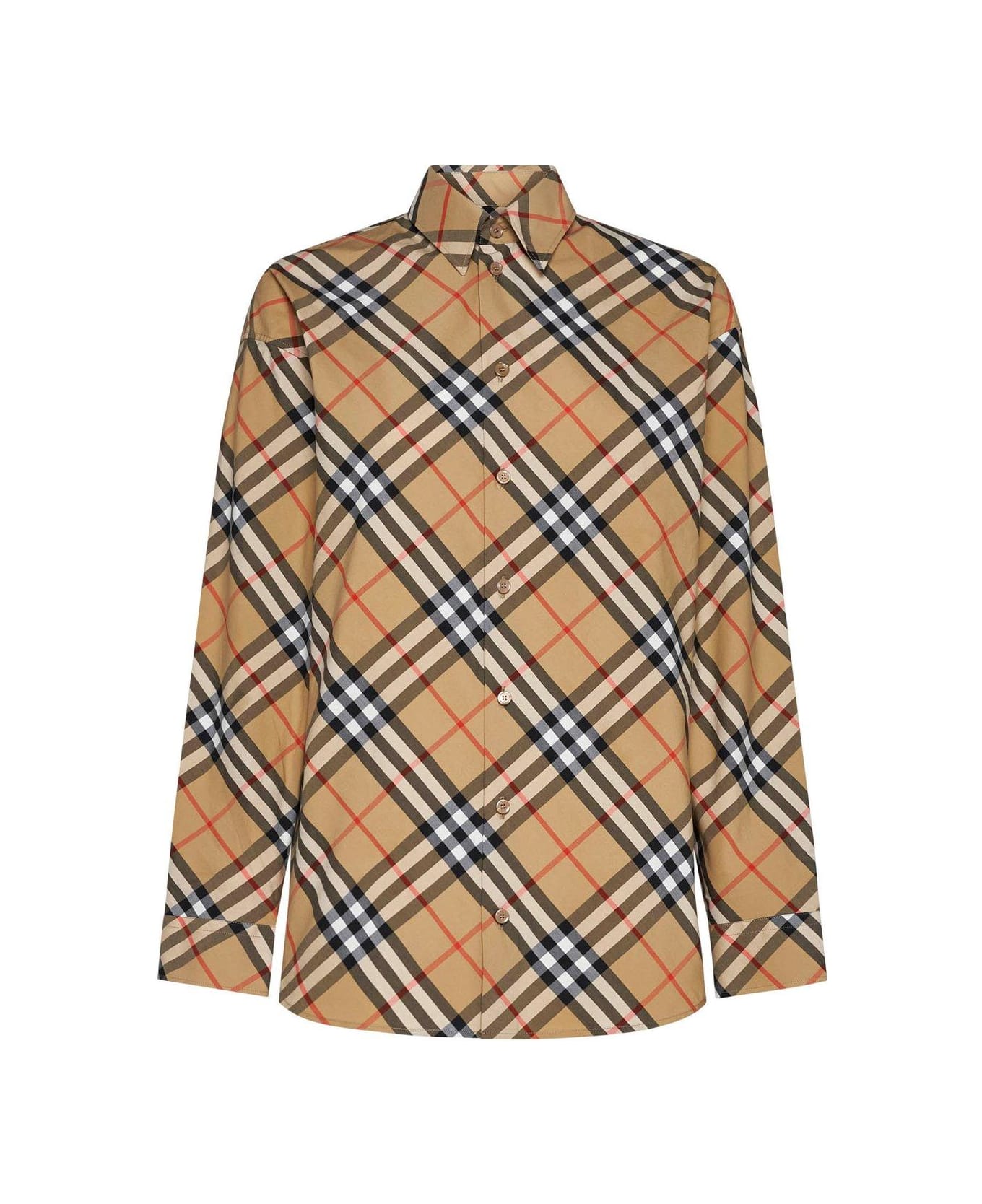 Burberry Check Printed Long Sleeved Shirt - Sand ip check