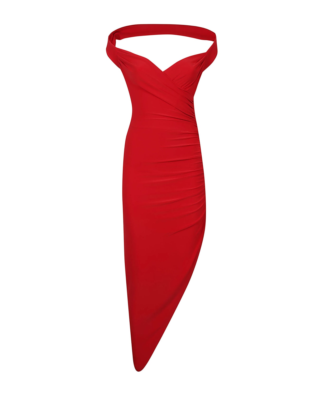 Norma Kamali Cayla Side Drape Dress - Tiger Red