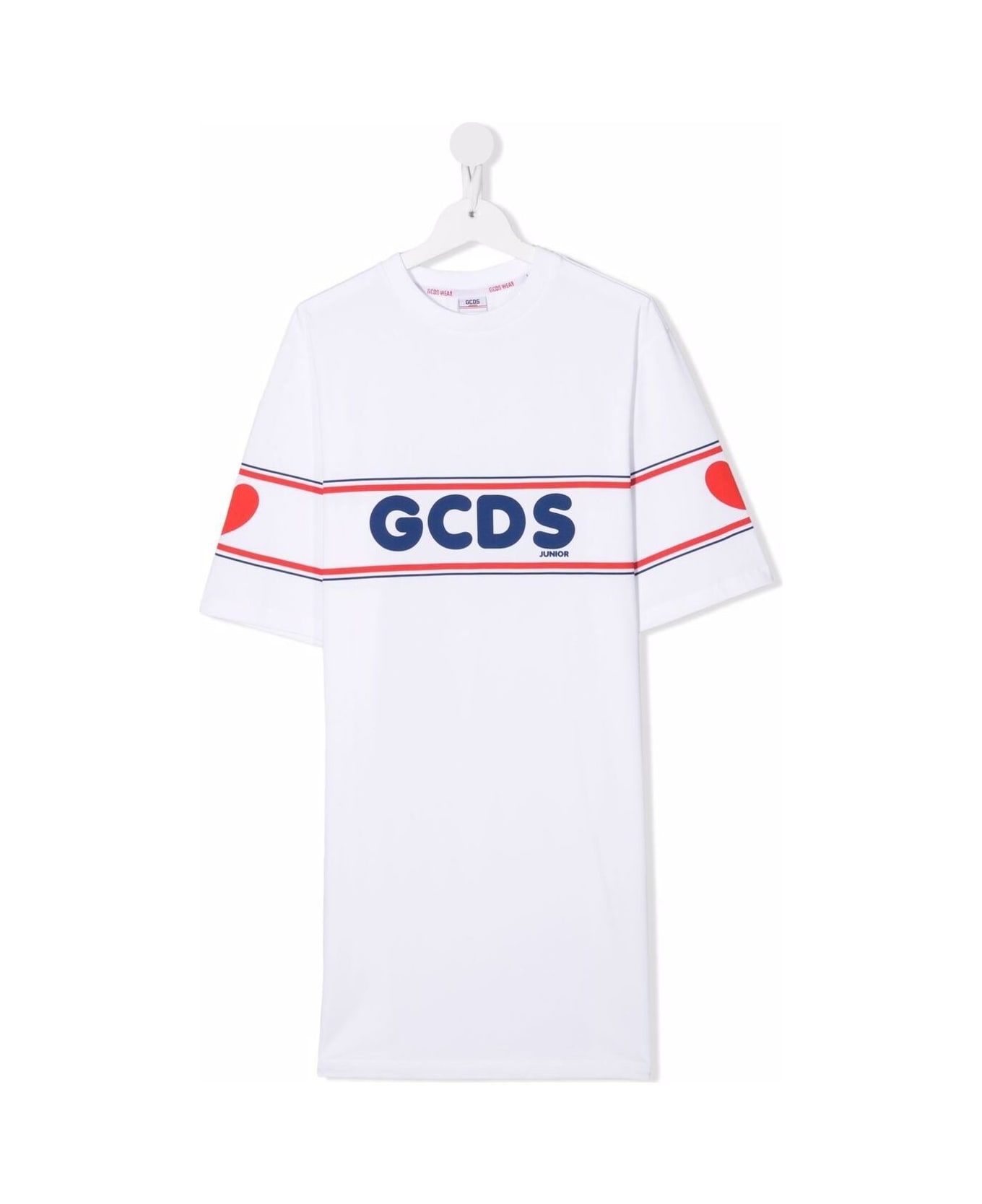 GCDS Mini Gcds Girl's White Cotton Dress With  Logo Print - White